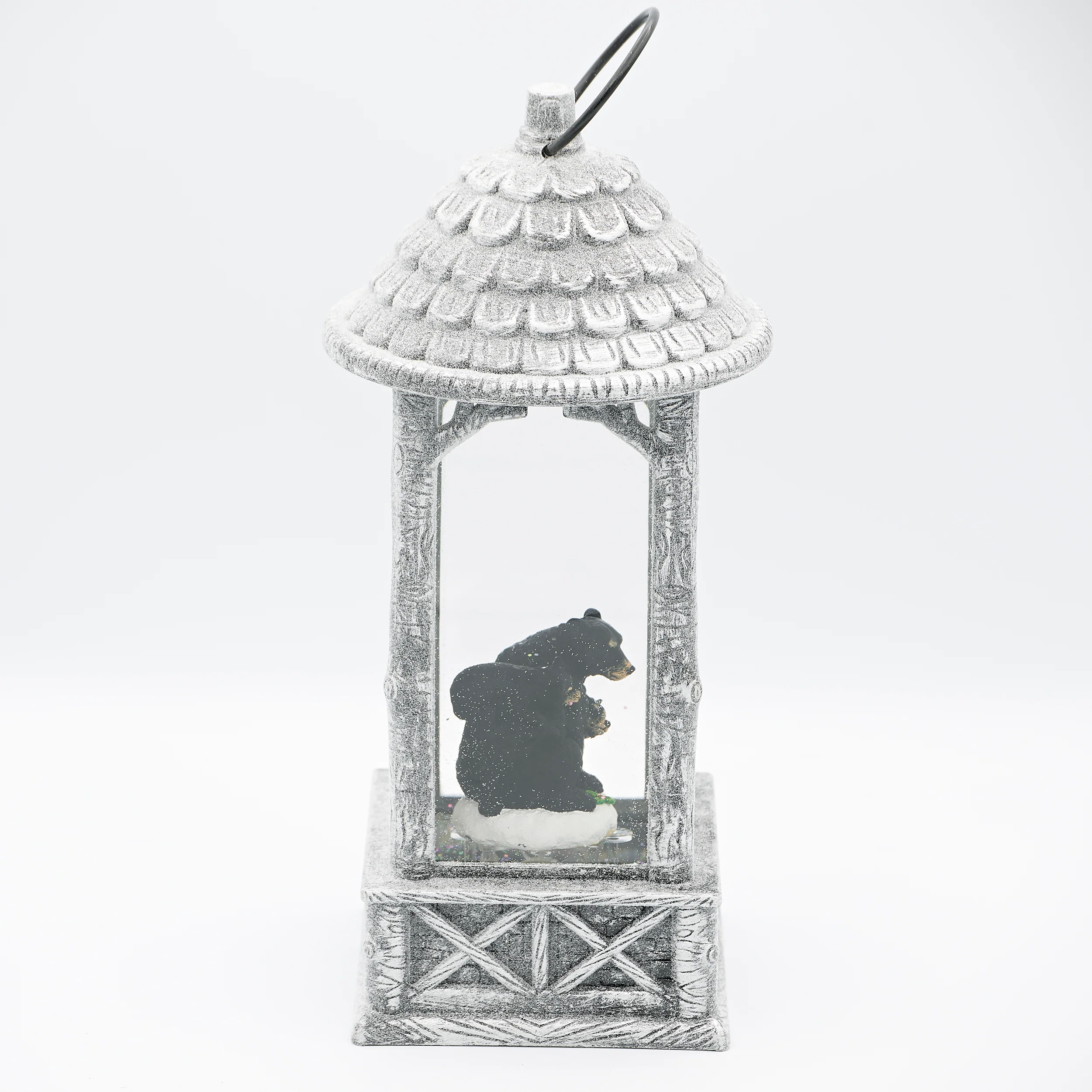 Confetti Lites Lighted Swirl Silver Lantern with Bear Family & Birch Trees - Image 2