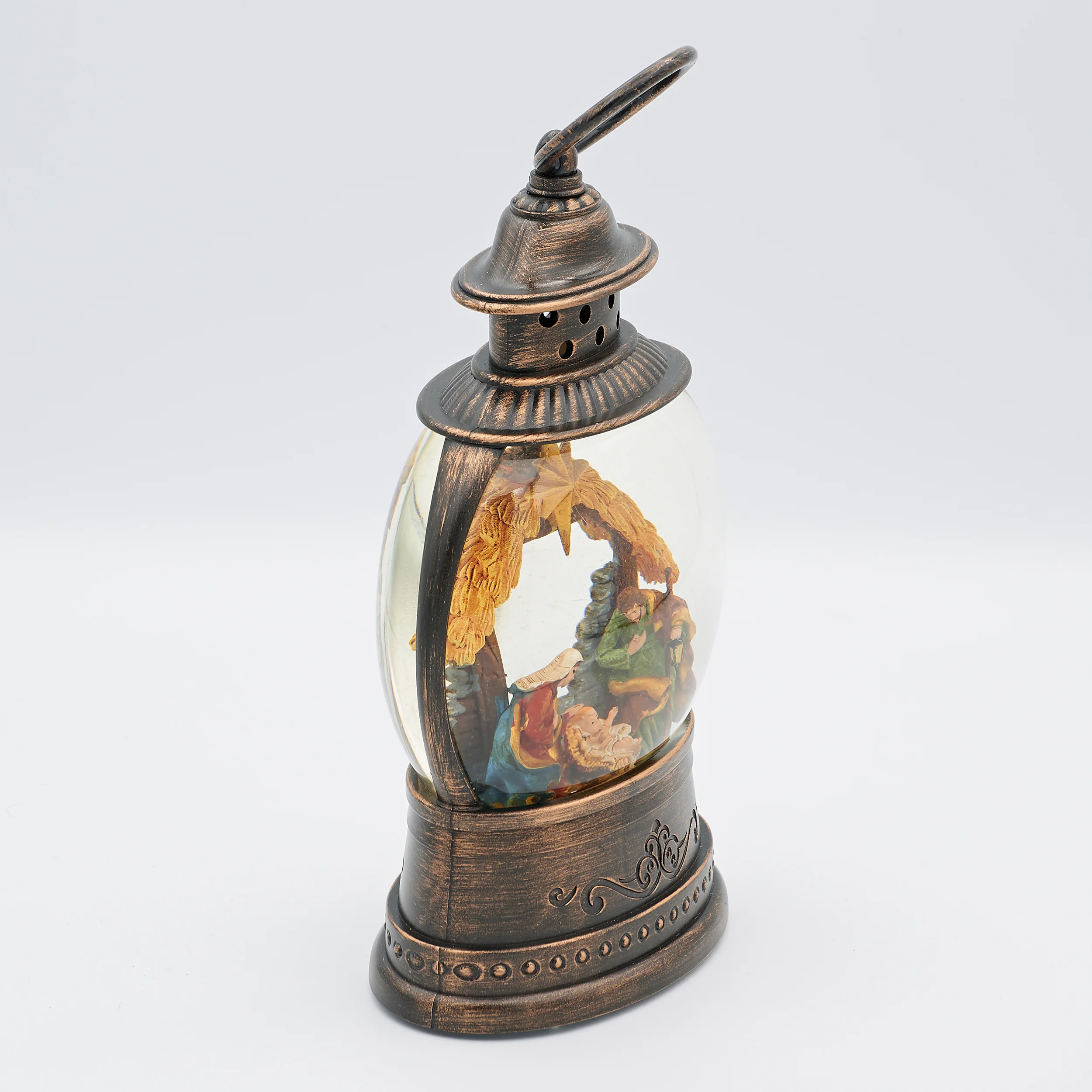 Confetti Lites Lighted Swirl Bronze Lantern with Holy Family - Image 3