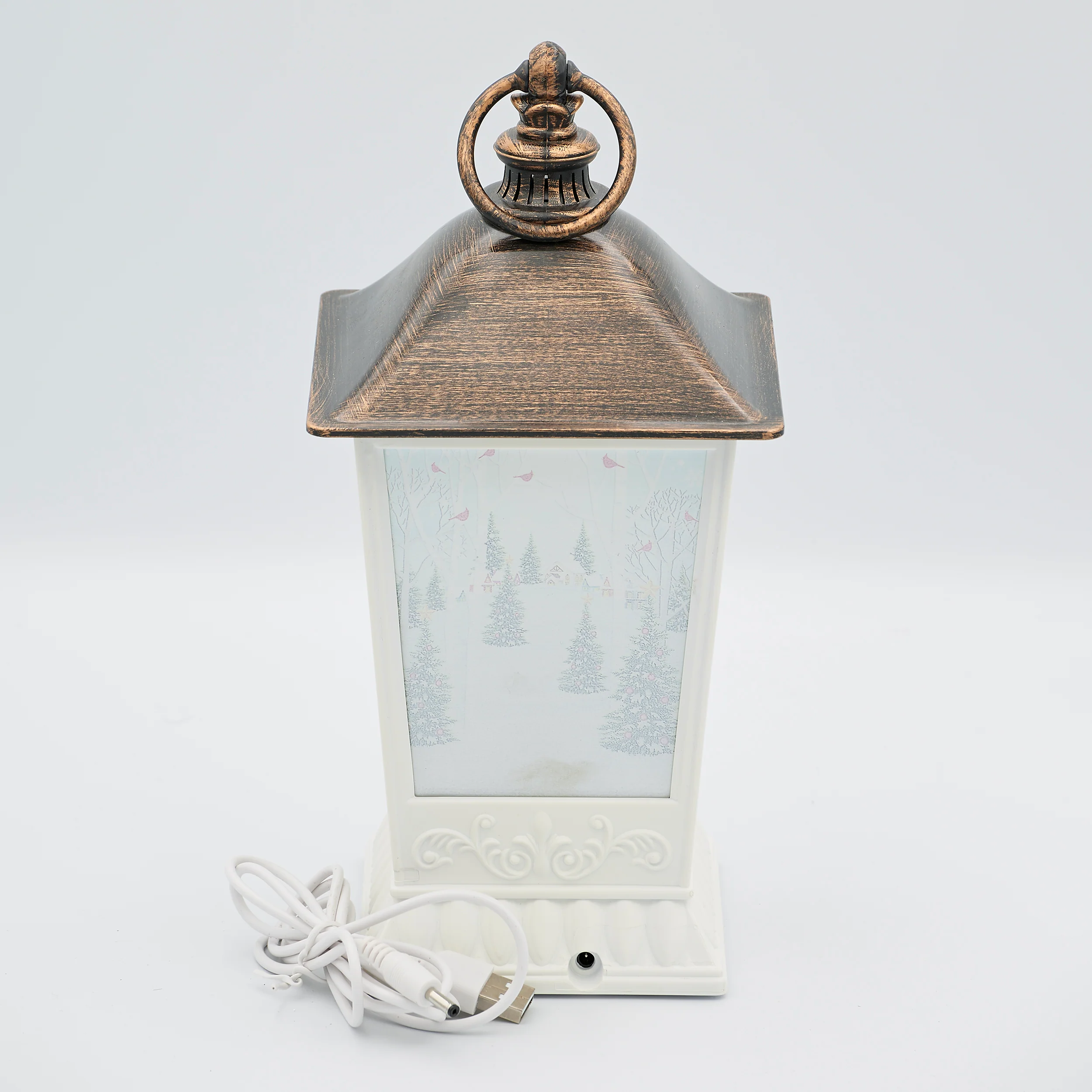 Confetti Lites Lighted Swirl White & Bronze Lantern with Cardinals Scene - Image 3