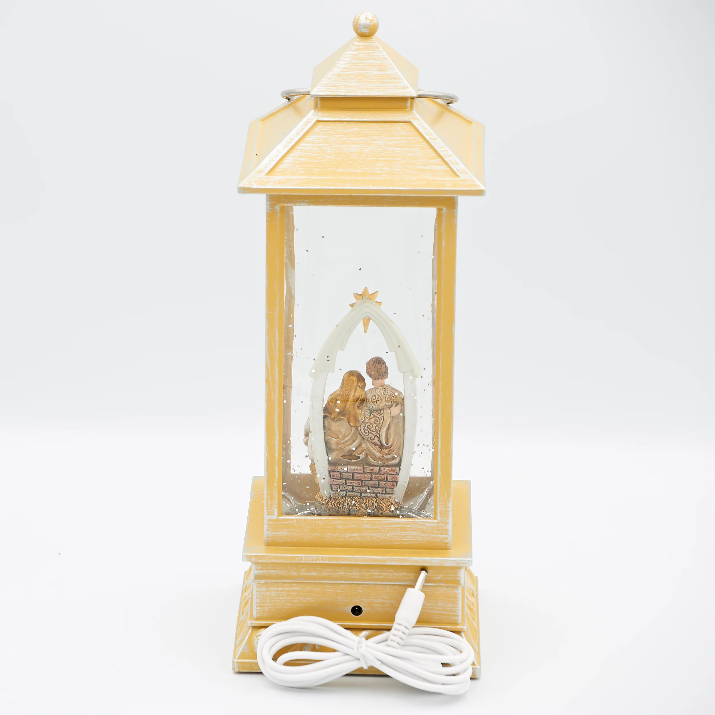 Confetti Lites Lighted Swirl Gold Lantern with Holy Family - Image 2