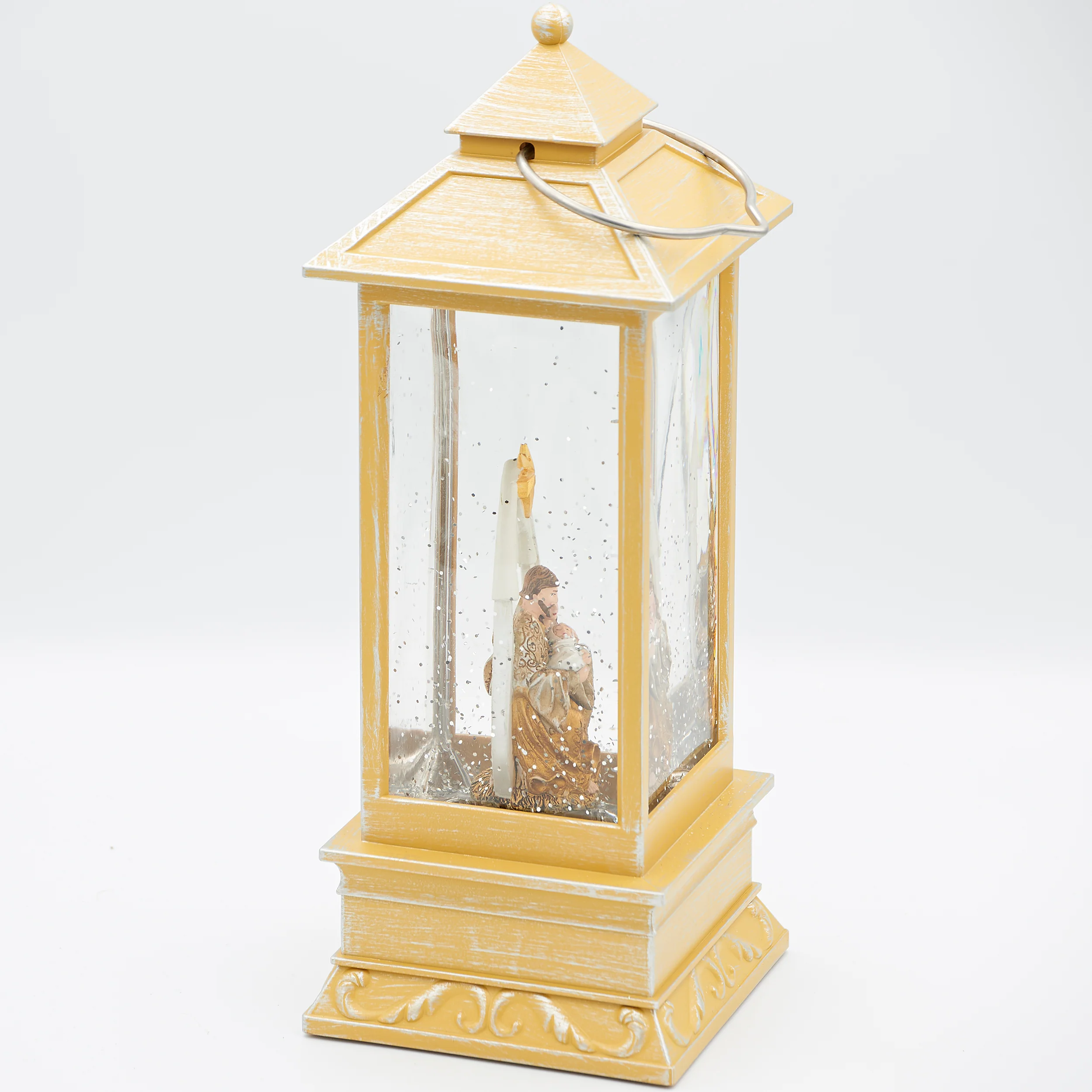 Confetti Lites Lighted Swirl Gold Lantern with Holy Family - Image 3