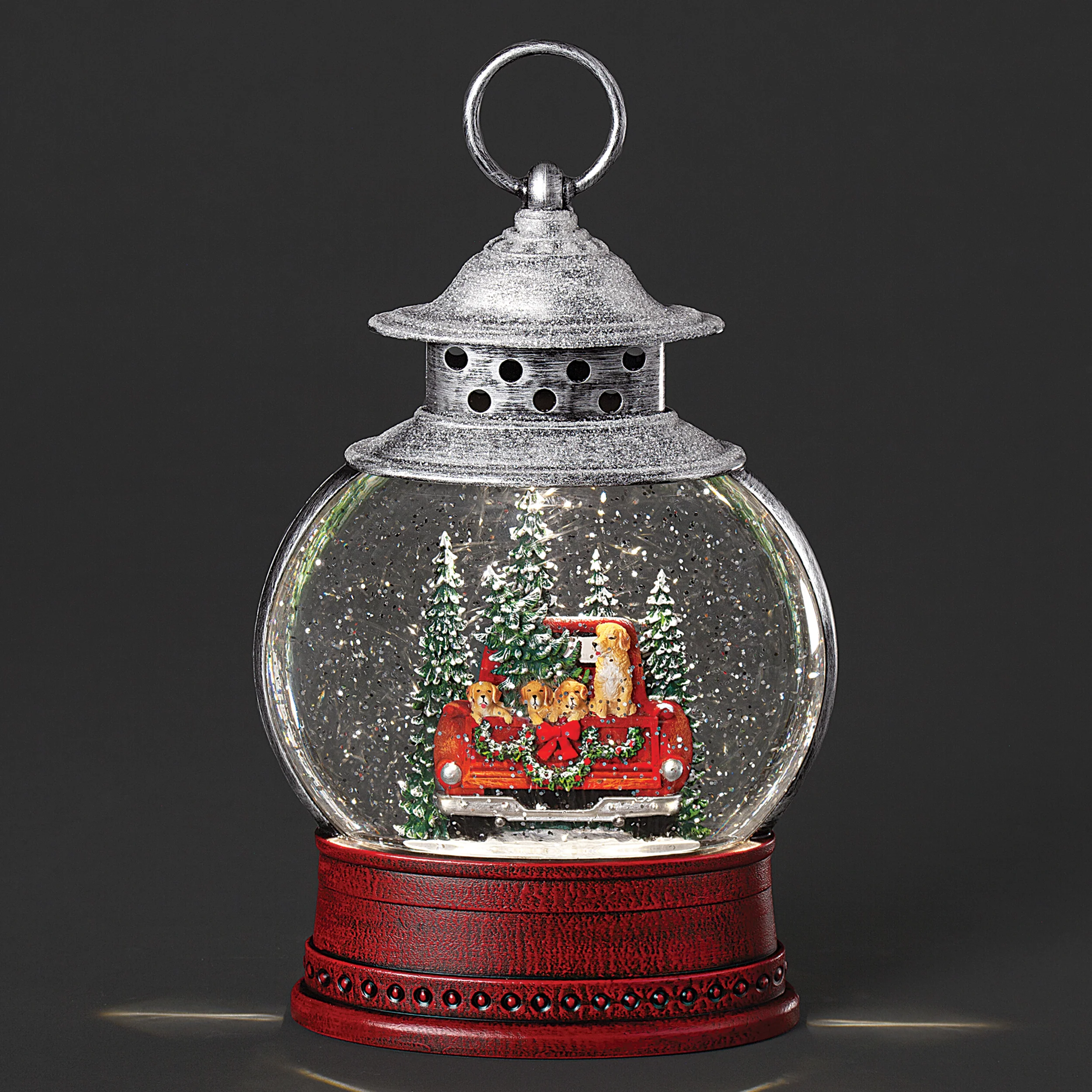 Confetti Lites Lighted Swirl Lantern with Vintage Red Truck & Dogs