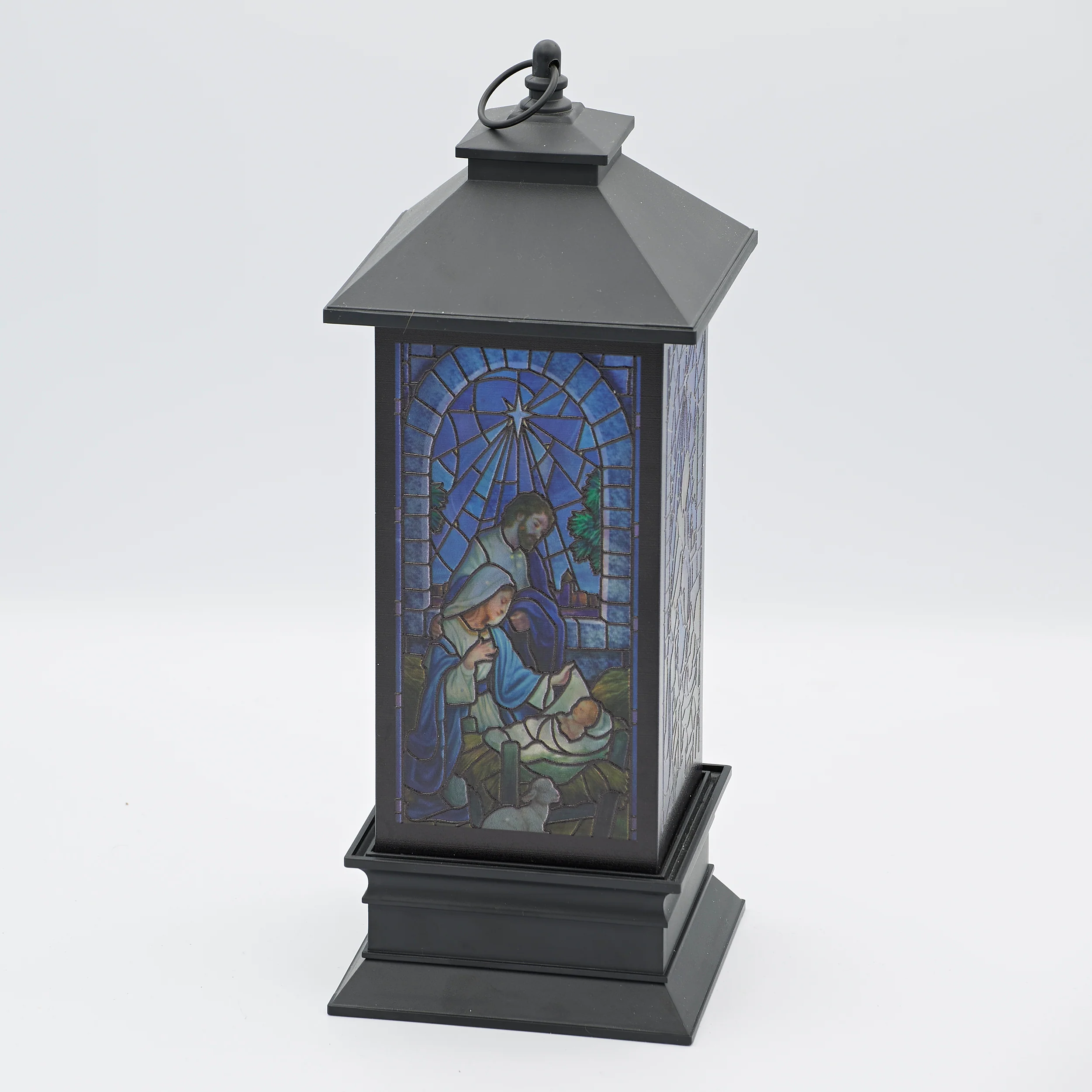 Confetti Lites Lighted Swirl Stained Glass Holy Family Lantern - Image 3