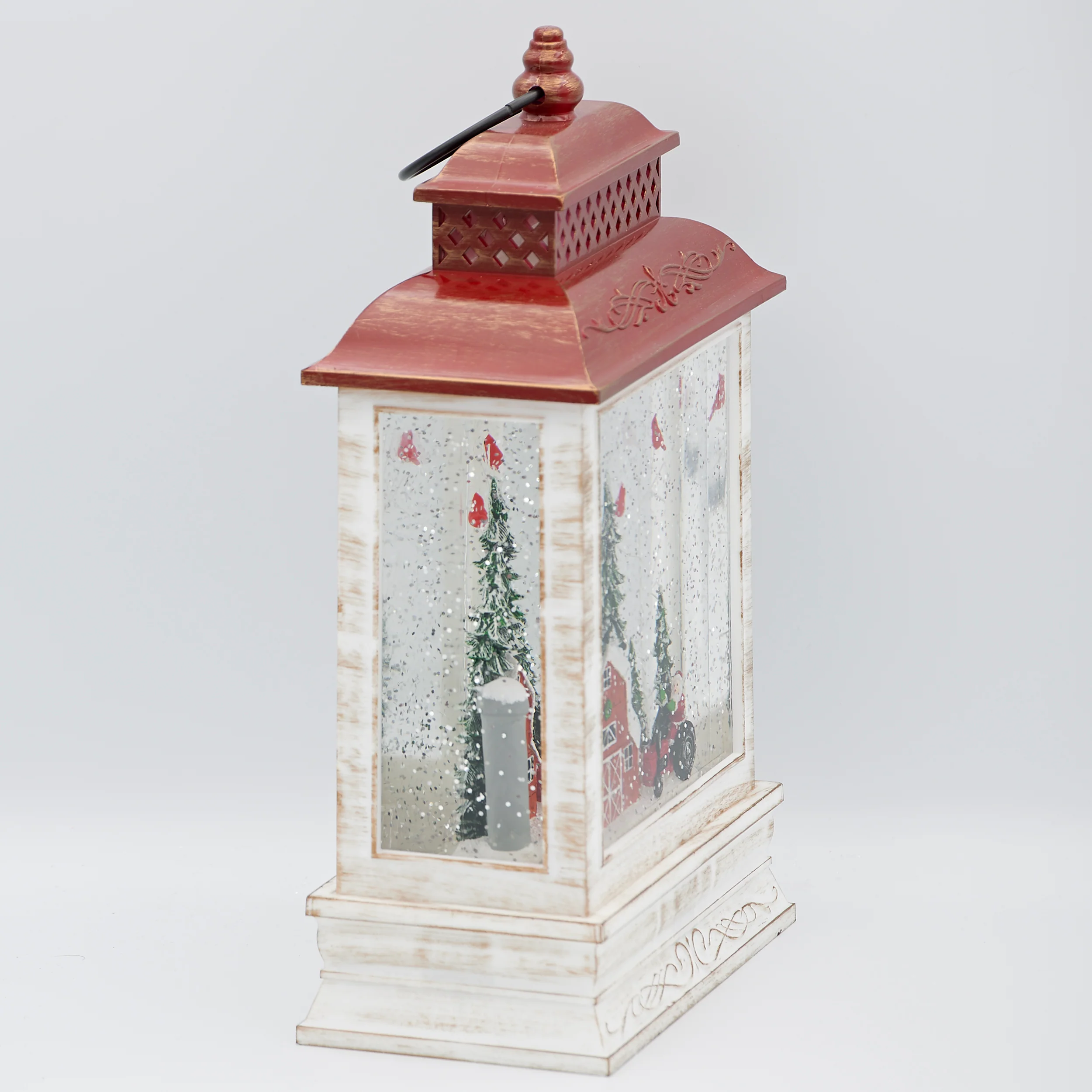 Confetti Lites Lighted Swirl Lantern with Farmer Santa on Tractor - Image 3