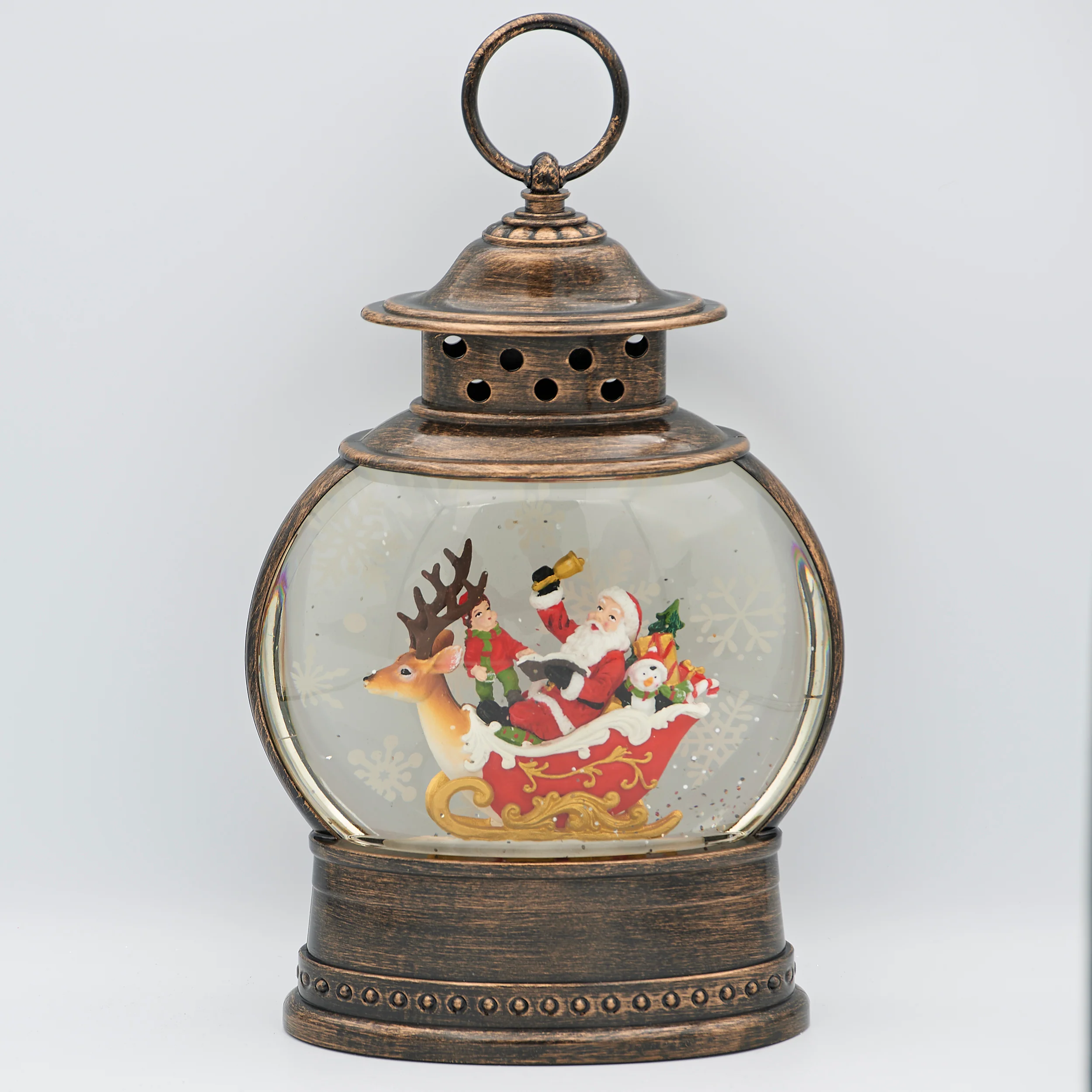 Confetti Lites Lighted Swirl Lantern with Santa & Reindeer - Image 2