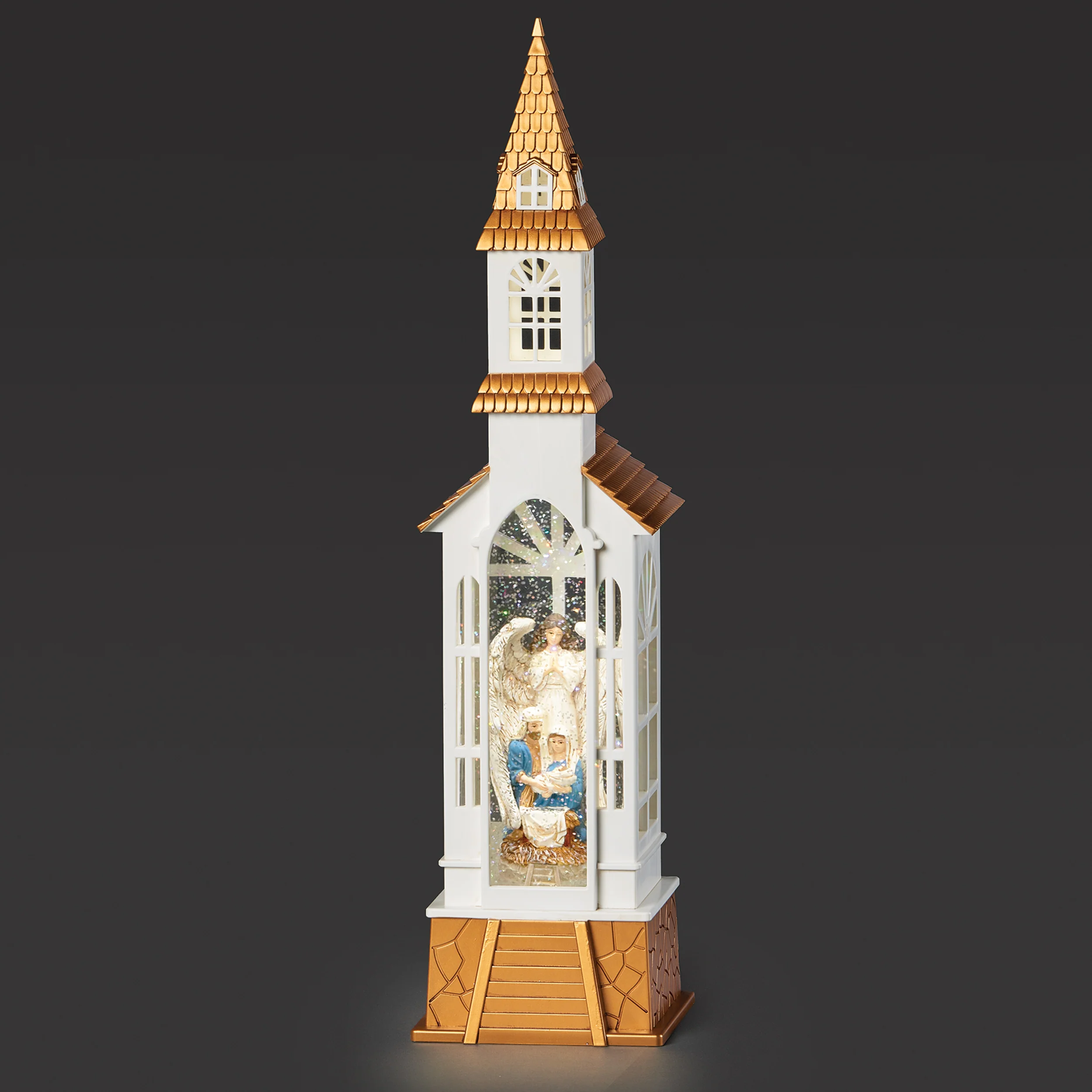 Confetti Lites Lighted Swirl Nativity Church with Holy Family