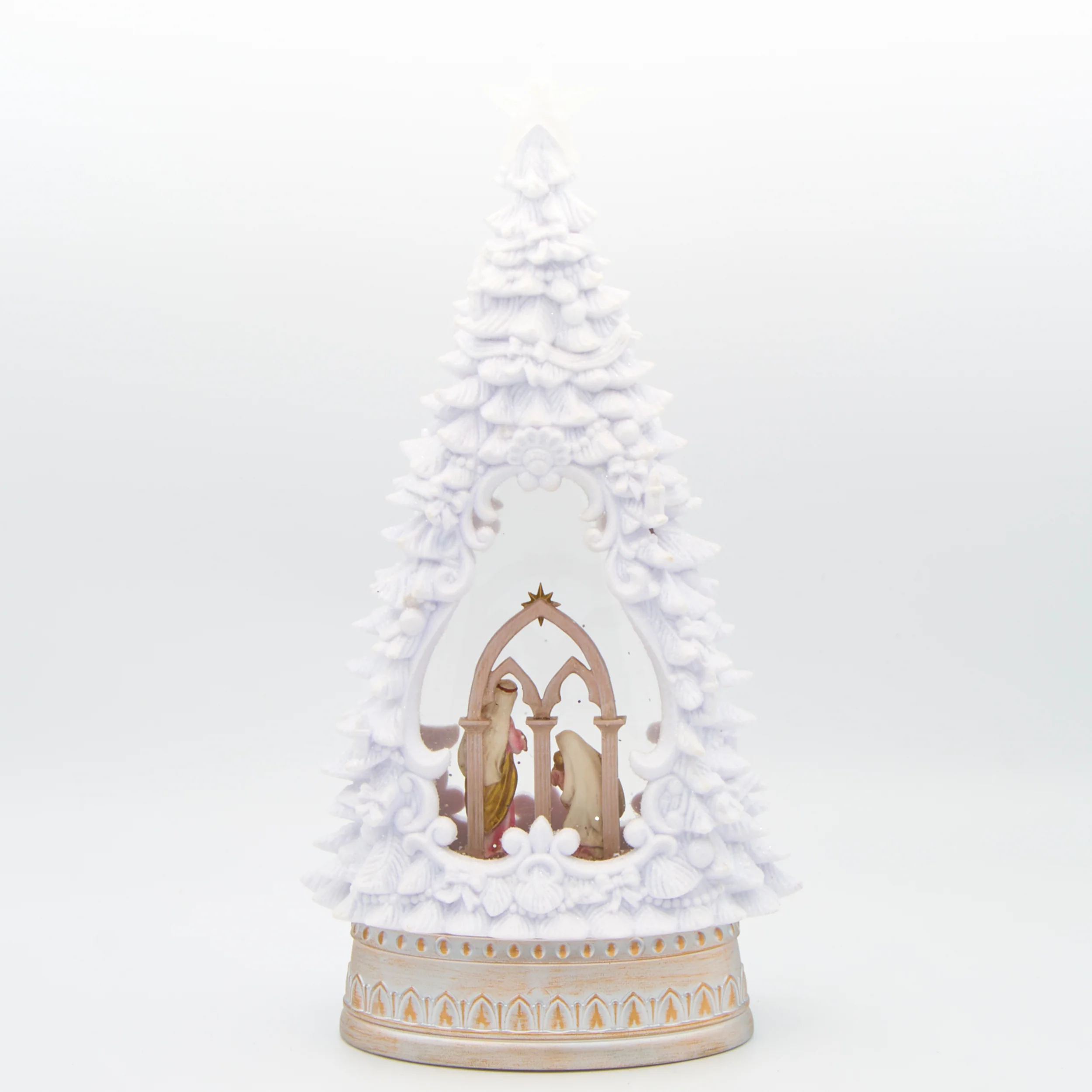 Lighted Swirl Nativity in White Christmas Tree - Image 2