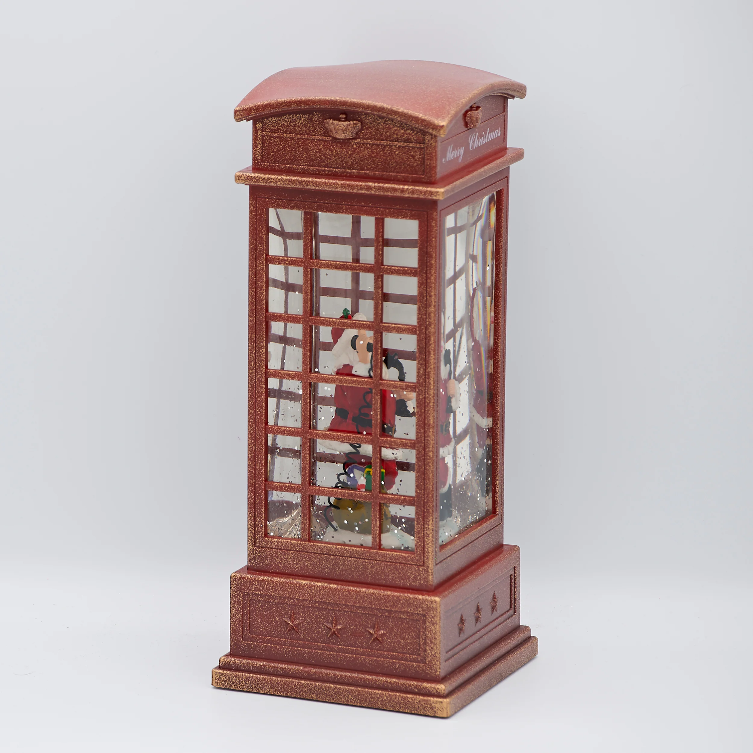 Confetti Lites Lighted Swirl Phone Booth with Santa - Image 2