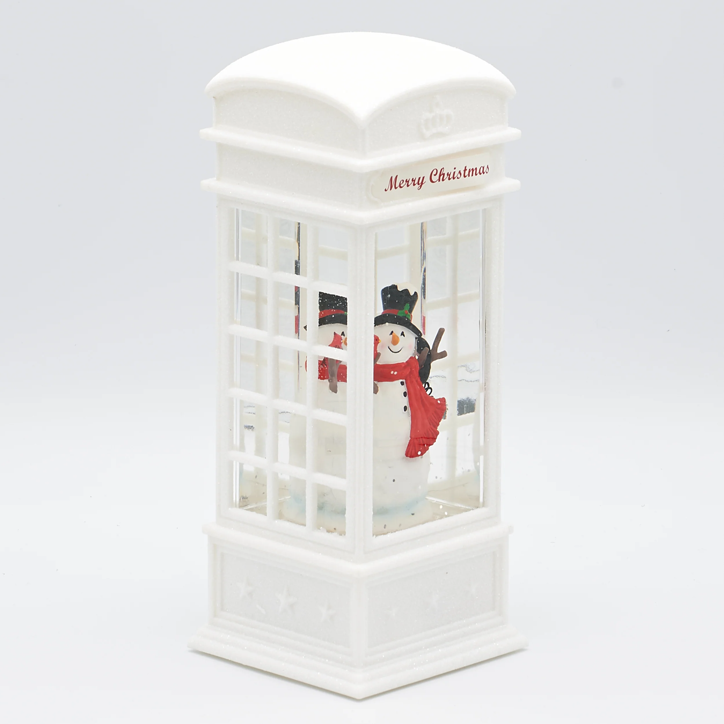 Confetti Lites Lighted Swirl Vintage Phone Booth with Snowman & Cardinal - Image 2
