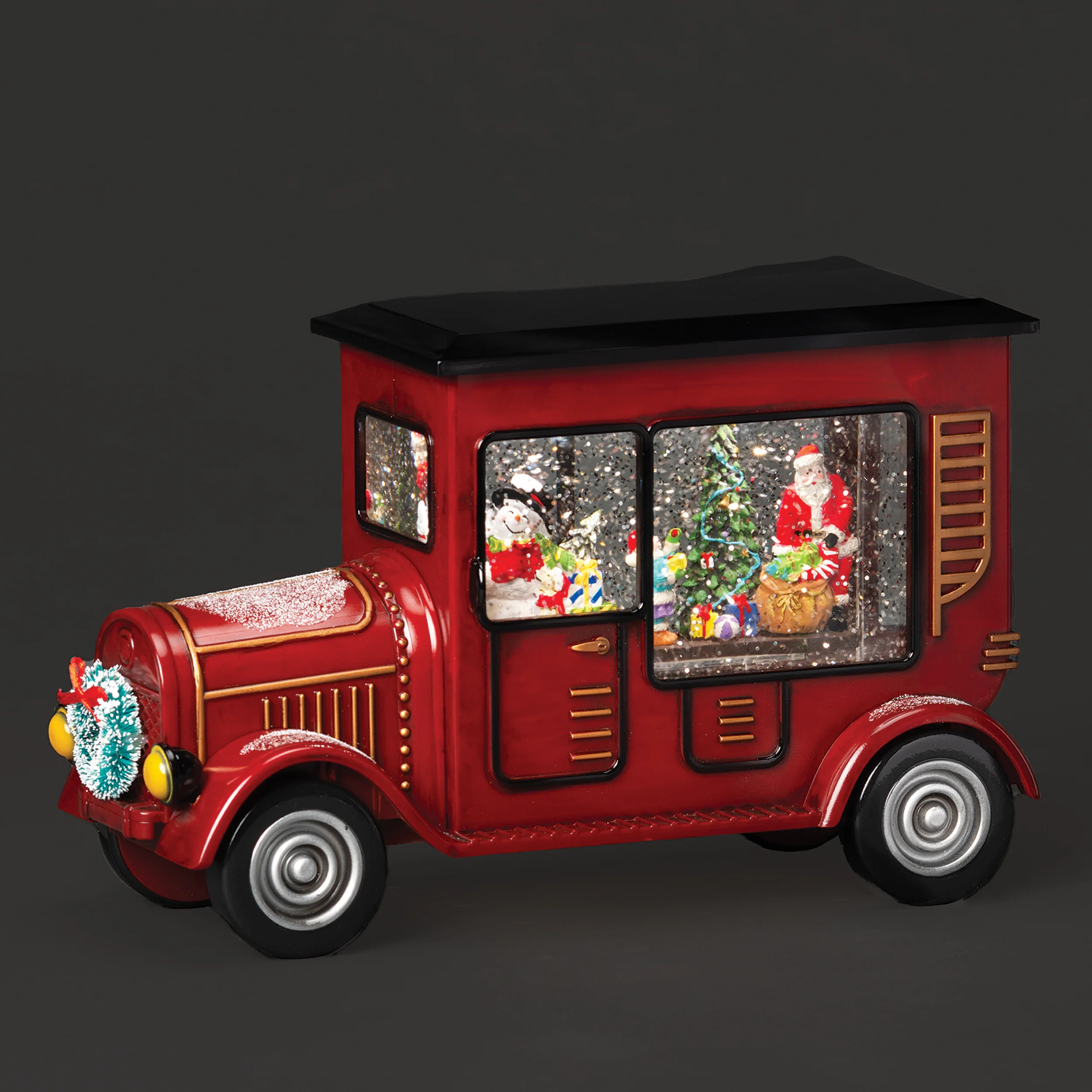 Confetti Lites Lighted Swirl Red Delivery Truck with Santa & Snowman