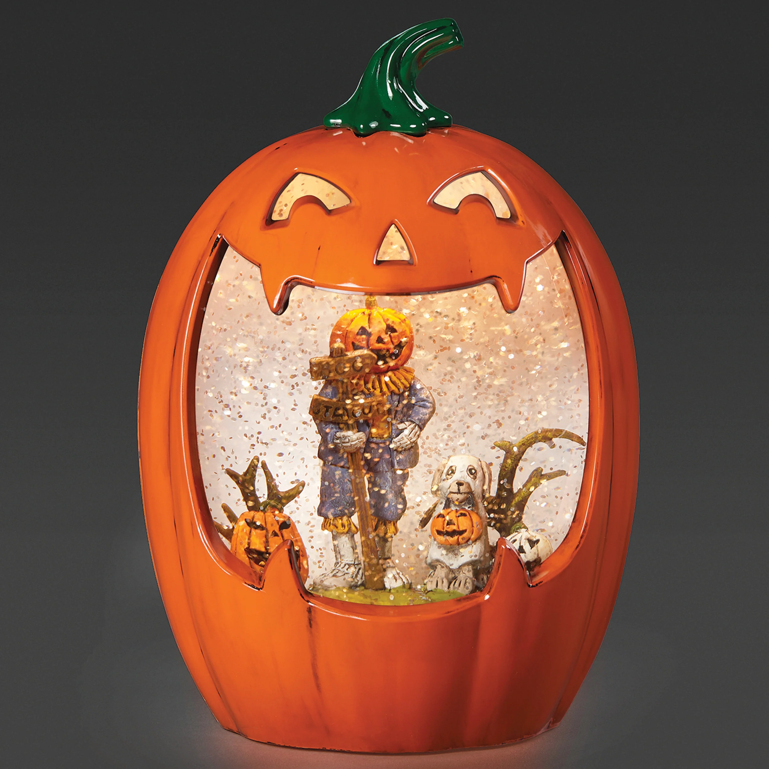 Lighted Swirl Scarecrow in Jack-O’-Lantern