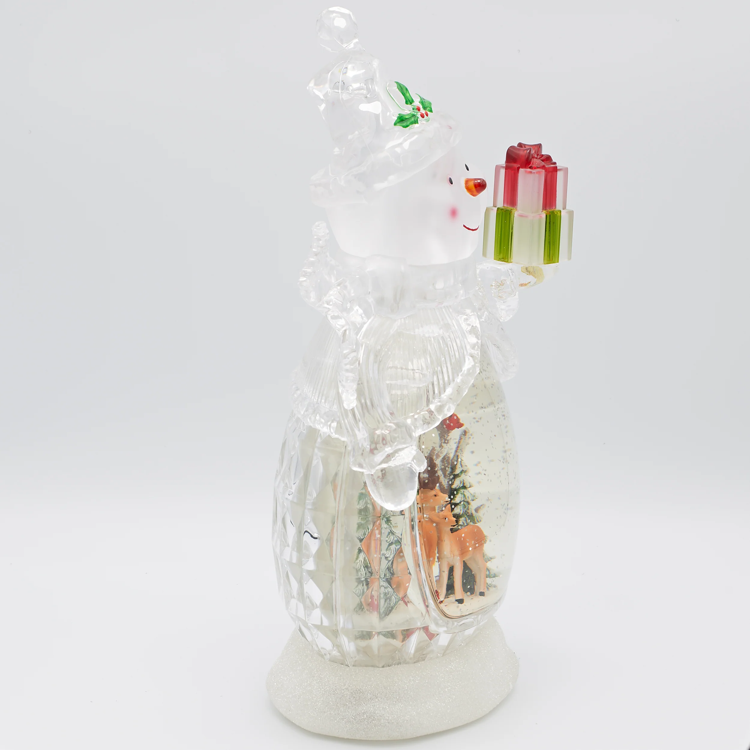 Confetti Lites Lighted Swirl Snowman with Deer & Cardinal Scene - Image 2