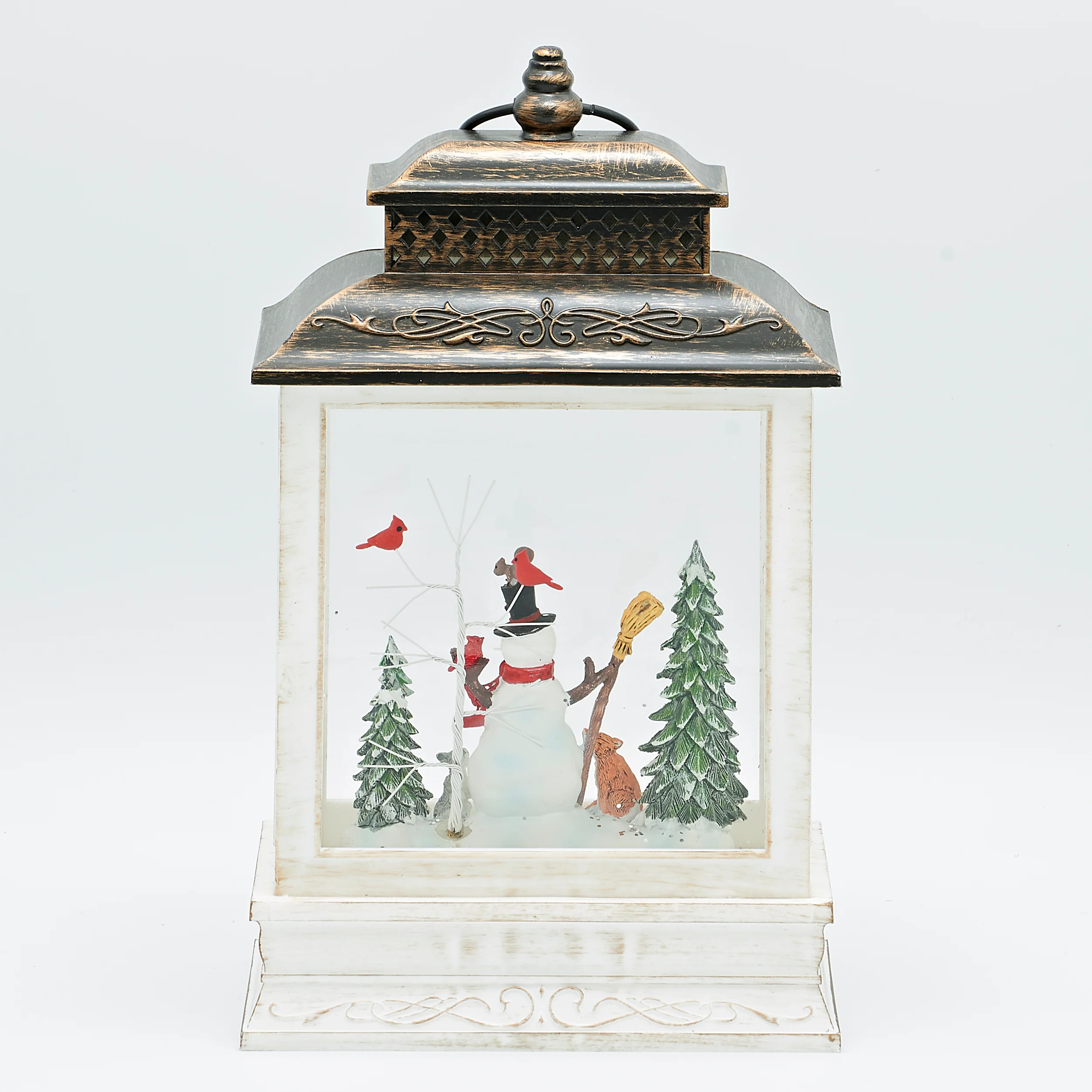 Confetti Lites Lighted Swirl Snowman Square Lantern with Forest Animals - Image 2