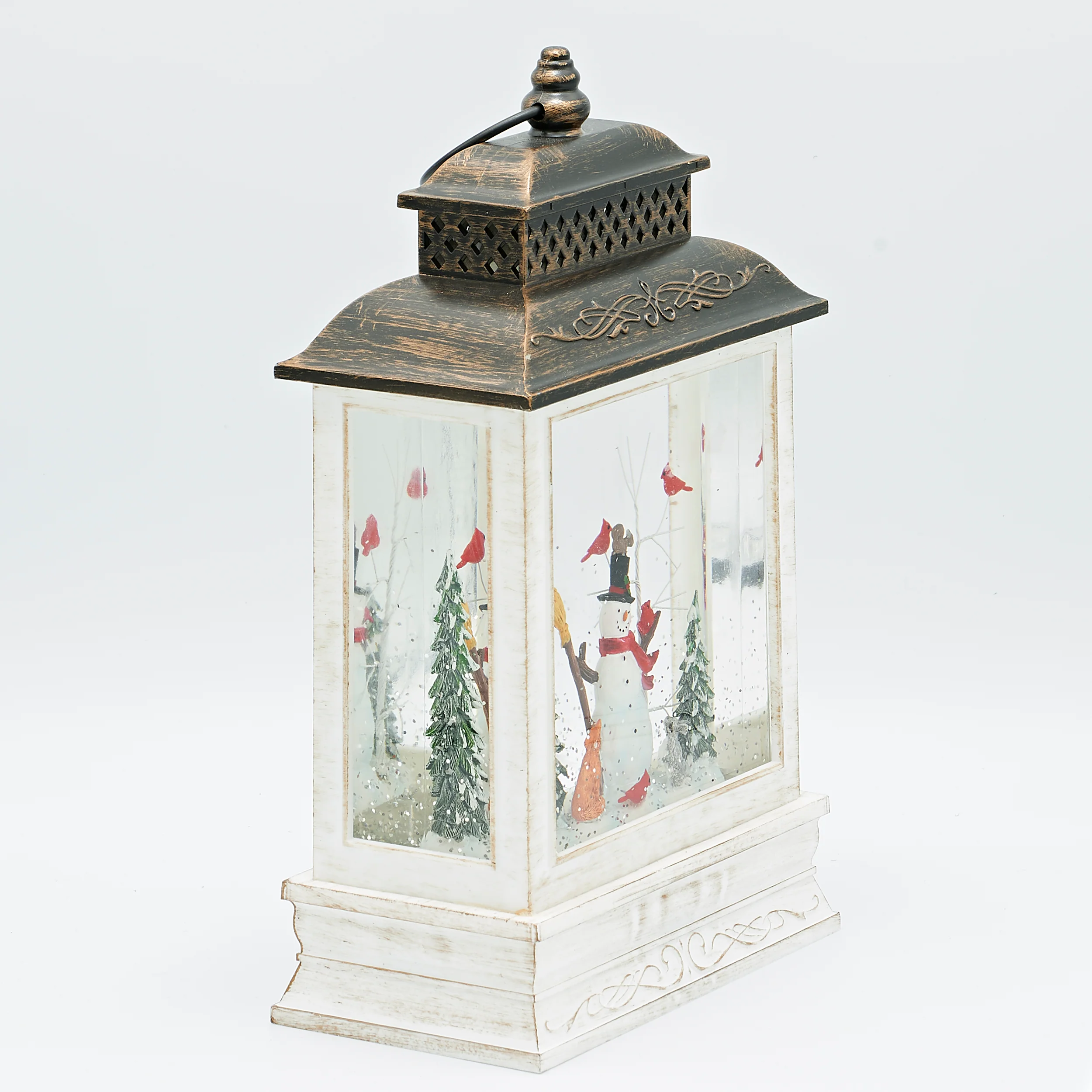 Confetti Lites Lighted Swirl Snowman Square Lantern with Forest Animals - Image 3