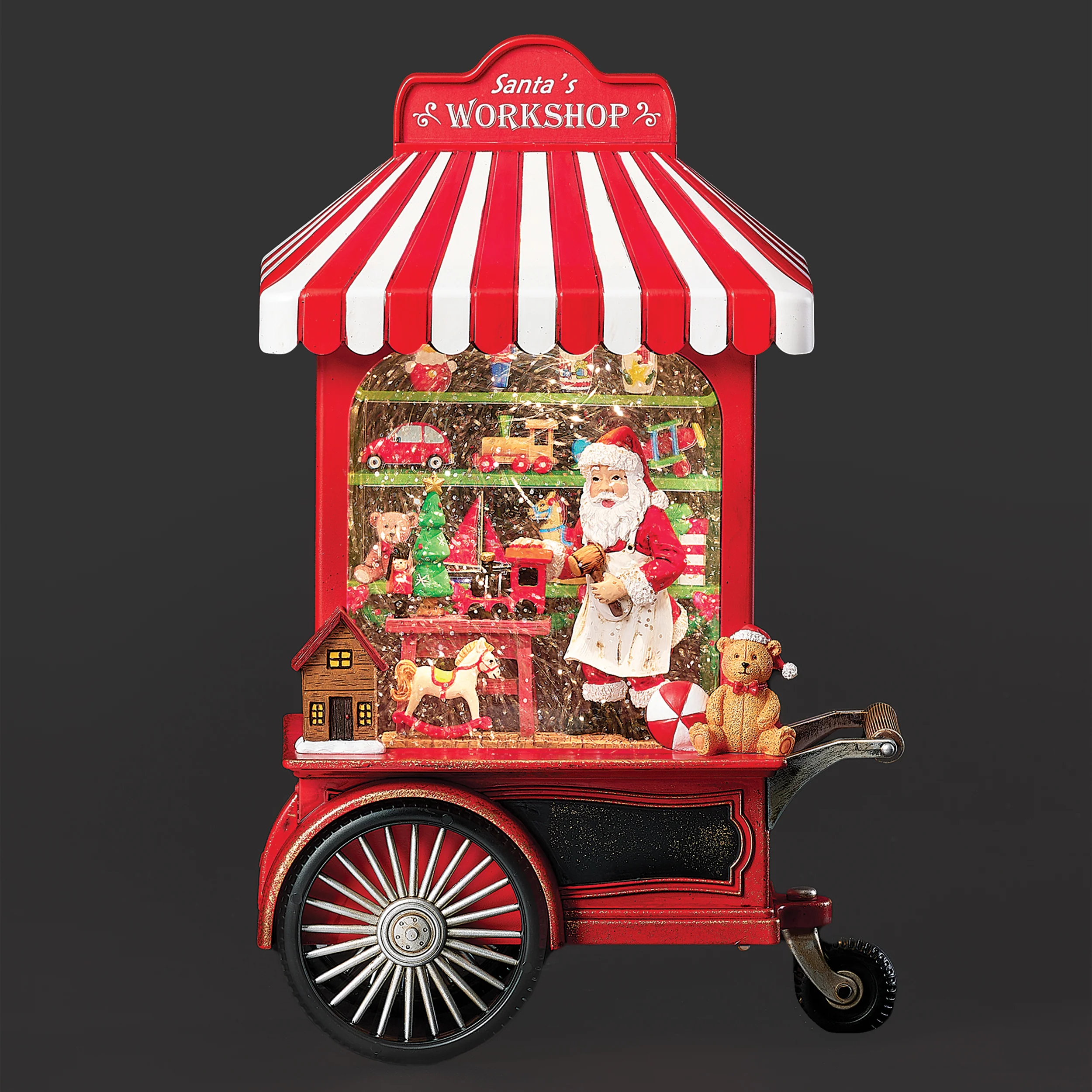 Confetti LitesLighted Swirl Toyshop Cart with Santa