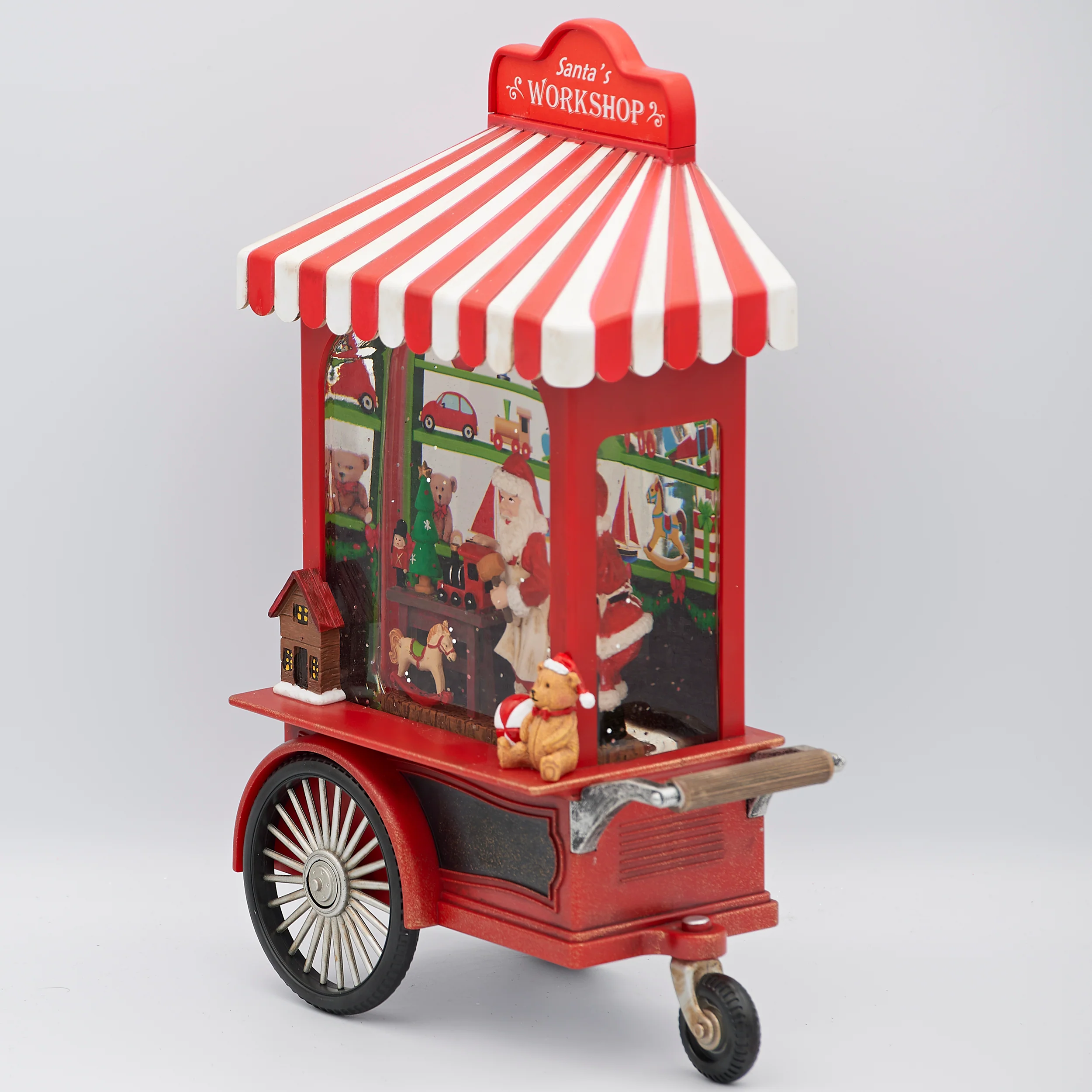 Confetti LitesLighted Swirl Toyshop Cart with Santa - Image 4