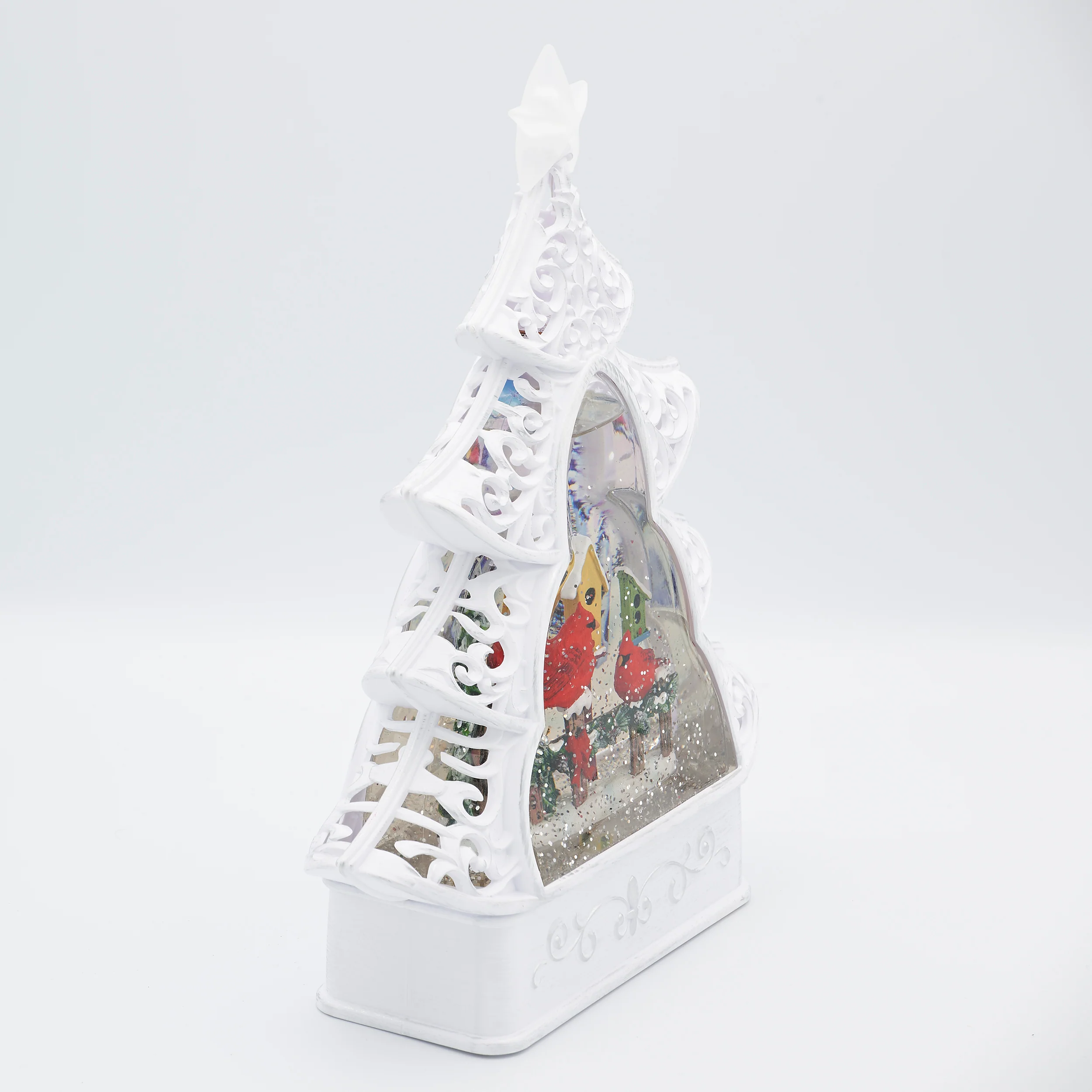 Confetti Lites Lighted Swirl Tree with Cardinal & Birdhouse Scene - Image 2