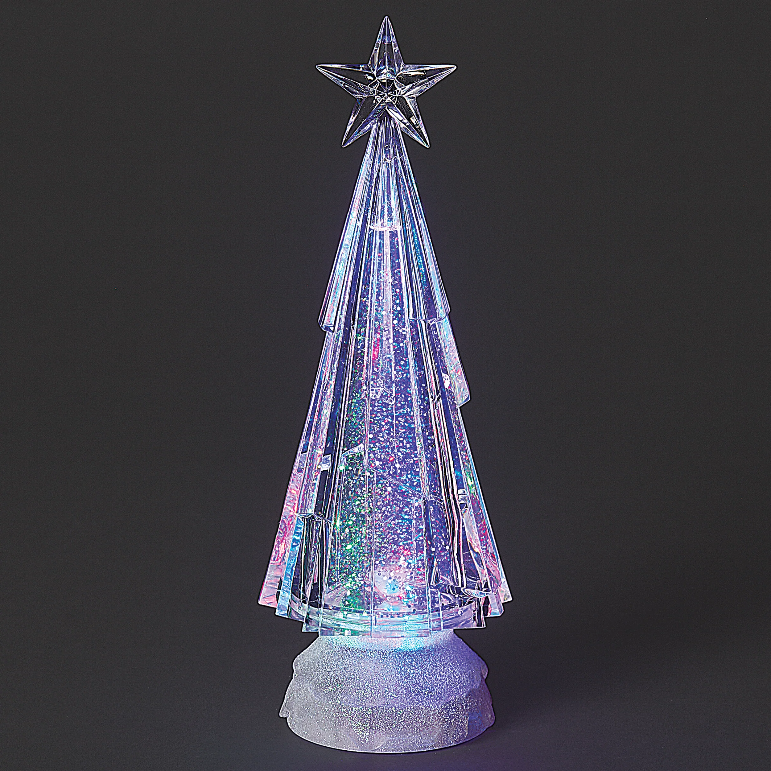 Confetti Lites Lighted Swirl Chiseled Clear Tree with Multicolor Lights