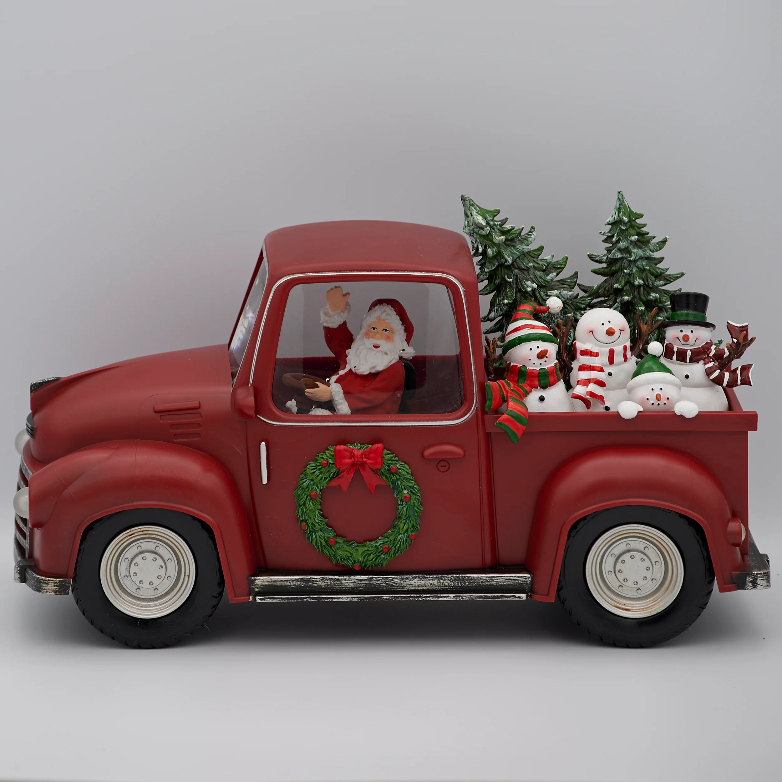 Confetti Lites Lighted Swirl Red Truck with Santa Driving & Snowmen - Image 4