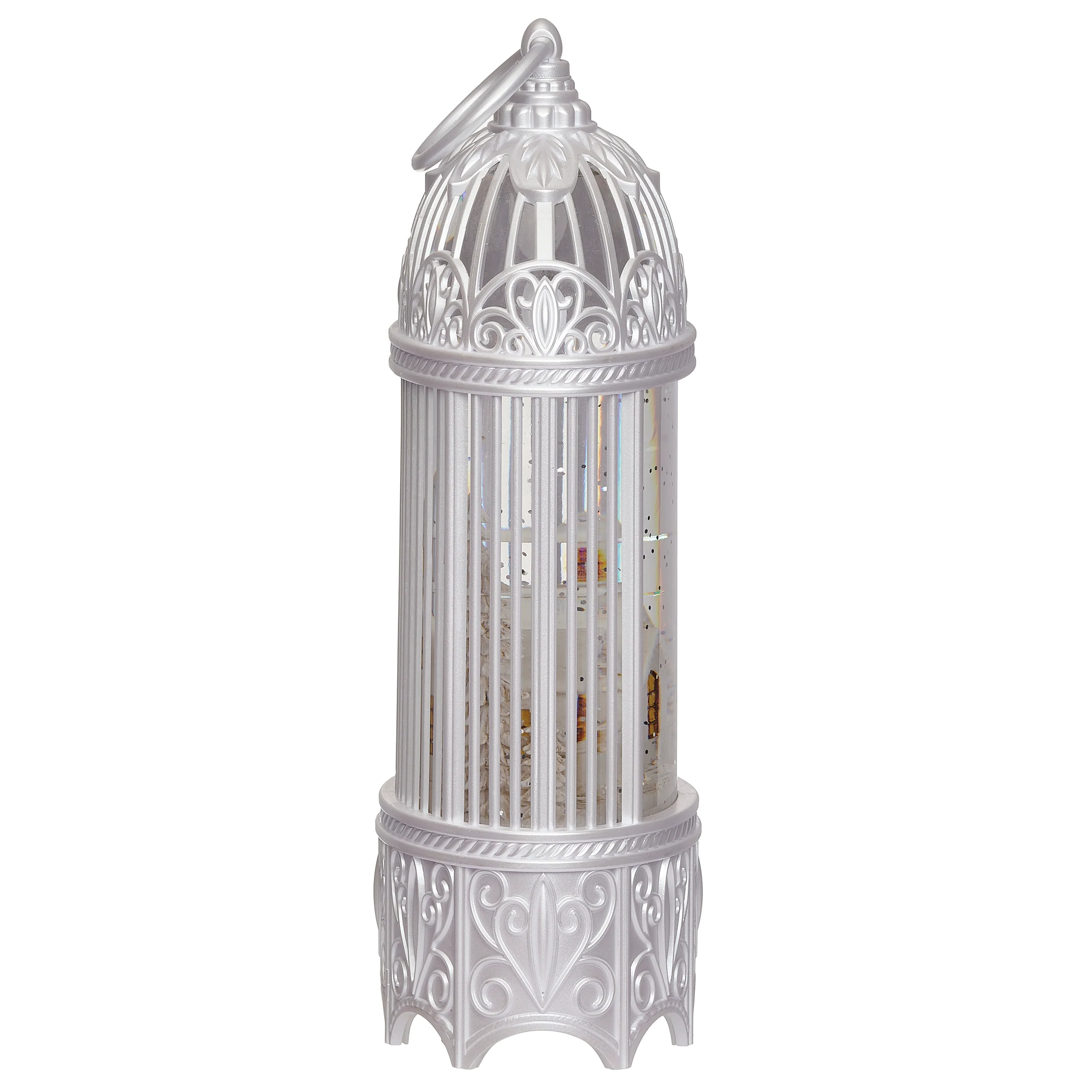 Confetti Lites Lighted Swirl White Bird Cage With Church - Image 3