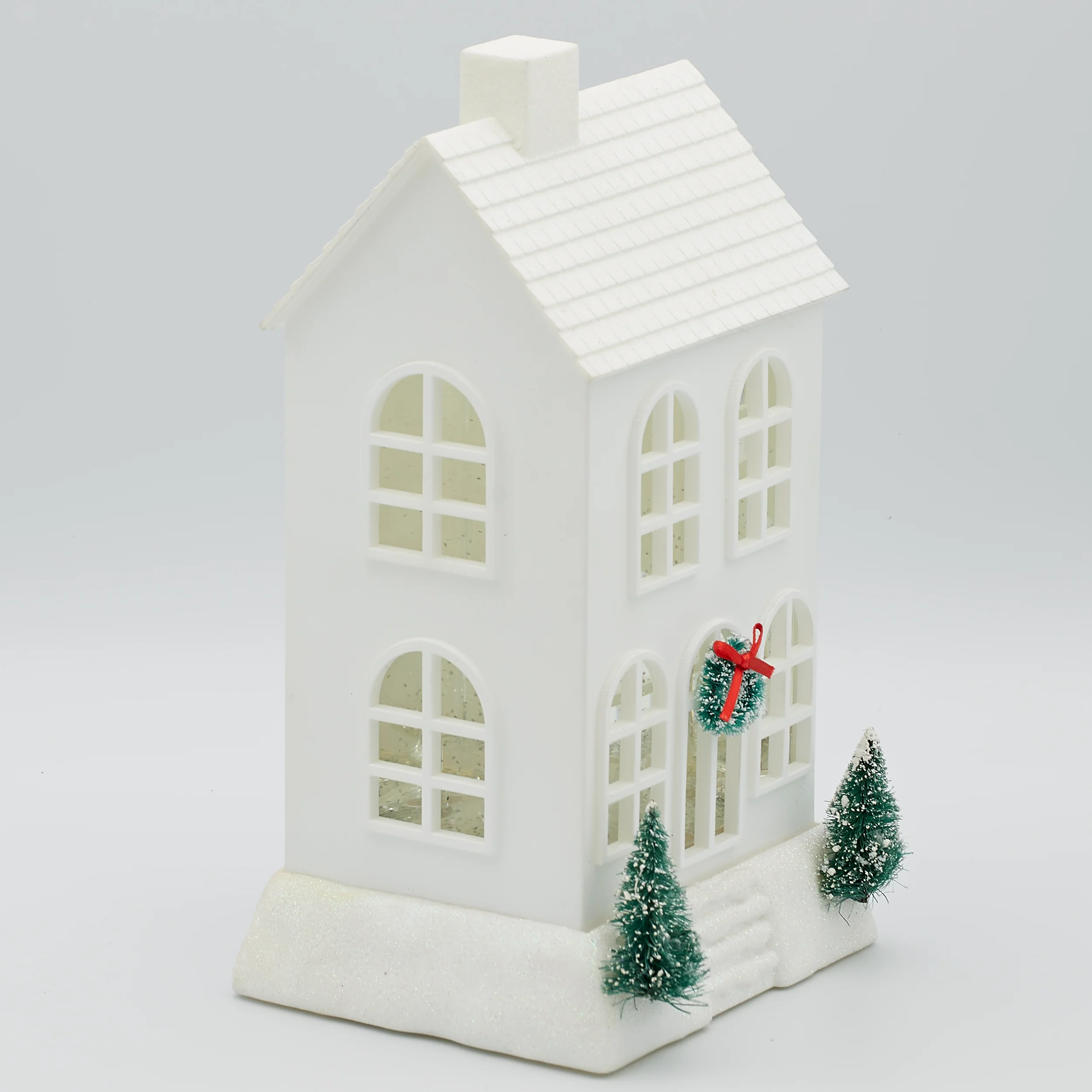 Confetti Lites Lighted Swirl White Two-Story House with Wreath & Trees - Image 2