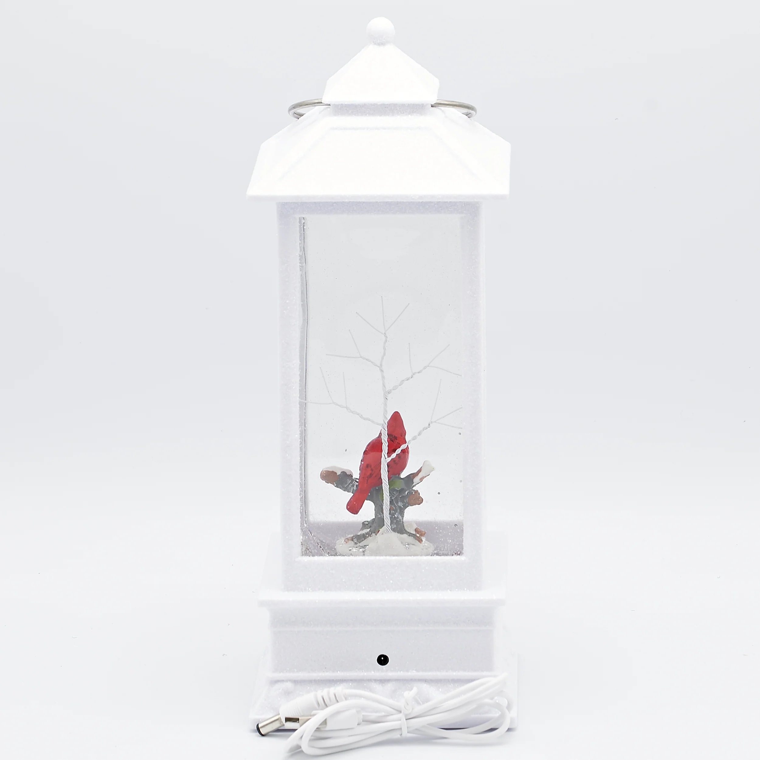 Confetti Lites Lighted Swirl White Lantern with a Cardinal on Branch - Image 3