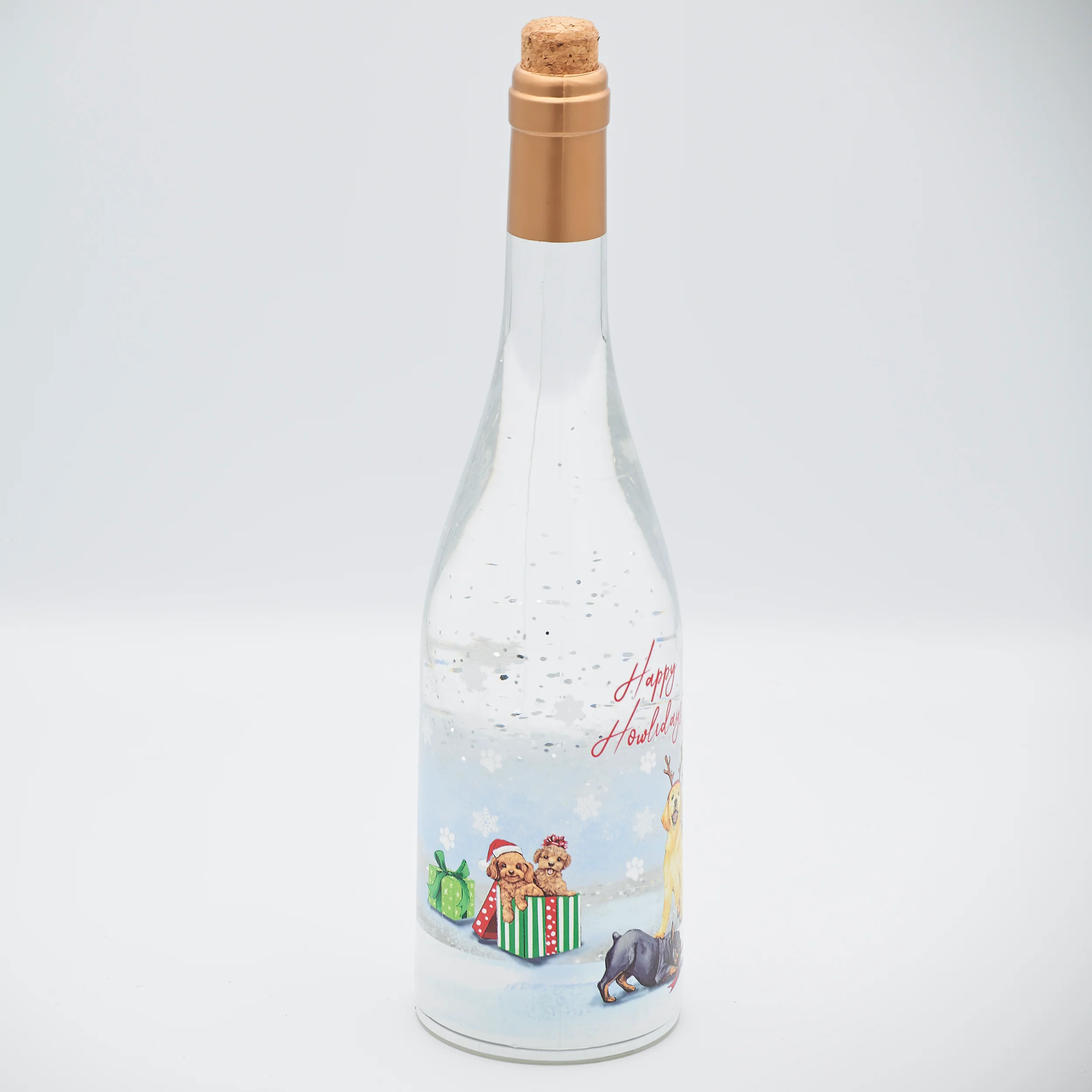 Confetti Lites Lighted Swirl Happy Howlidays Dog  Wine Bottle - Image 2