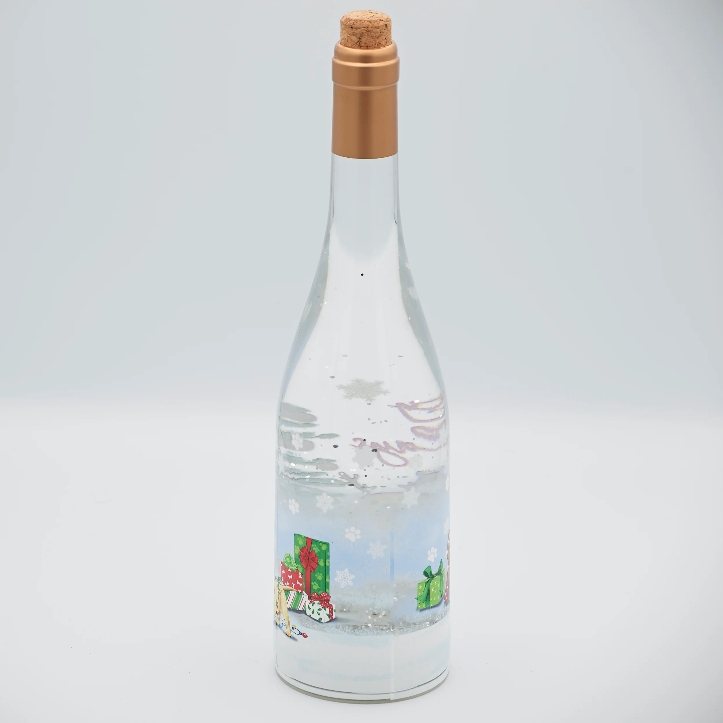 Confetti Lites Lighted Swirl Happy Howlidays Dog  Wine Bottle - Image 3