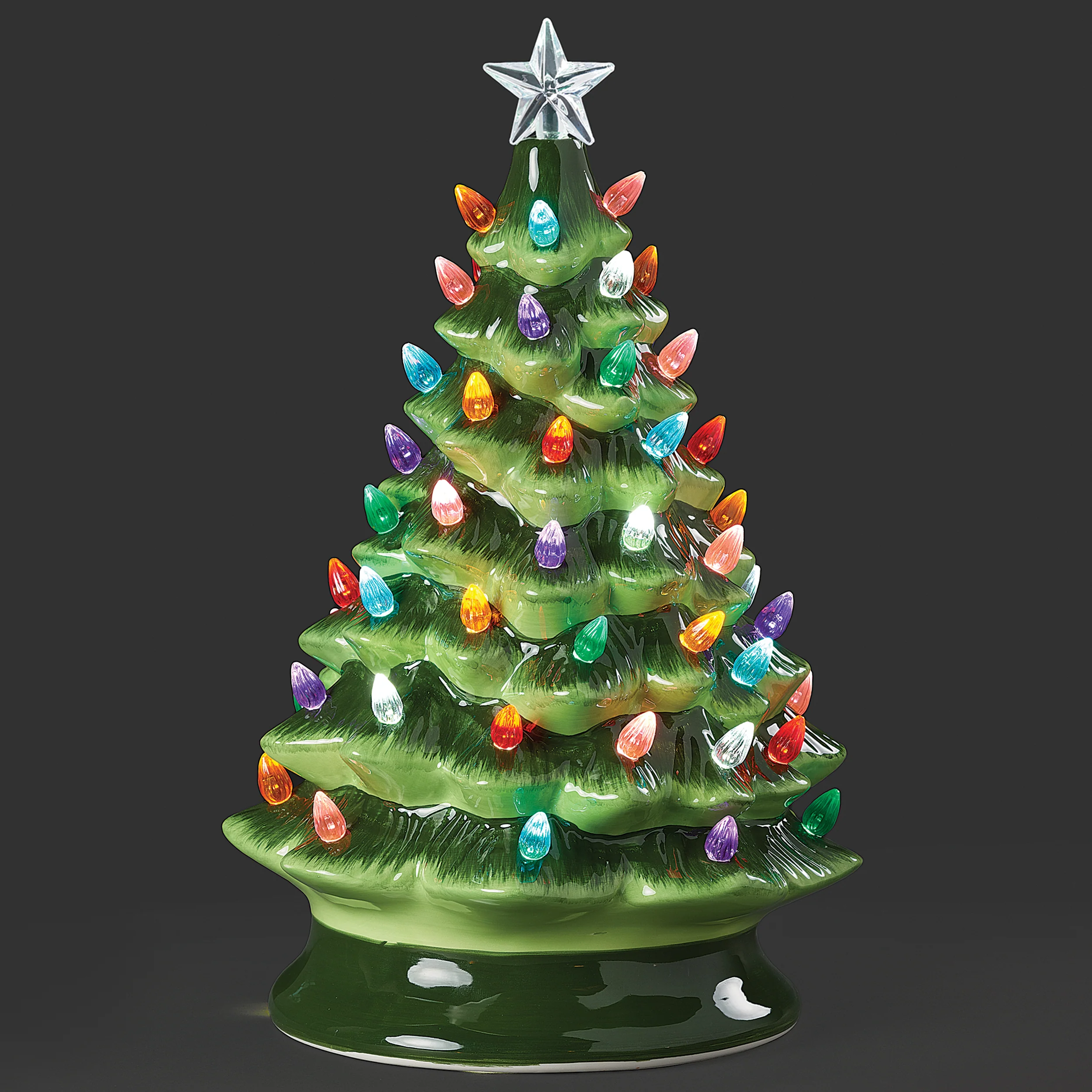 Lighted Vintage Green Tree with Twinkling Lights