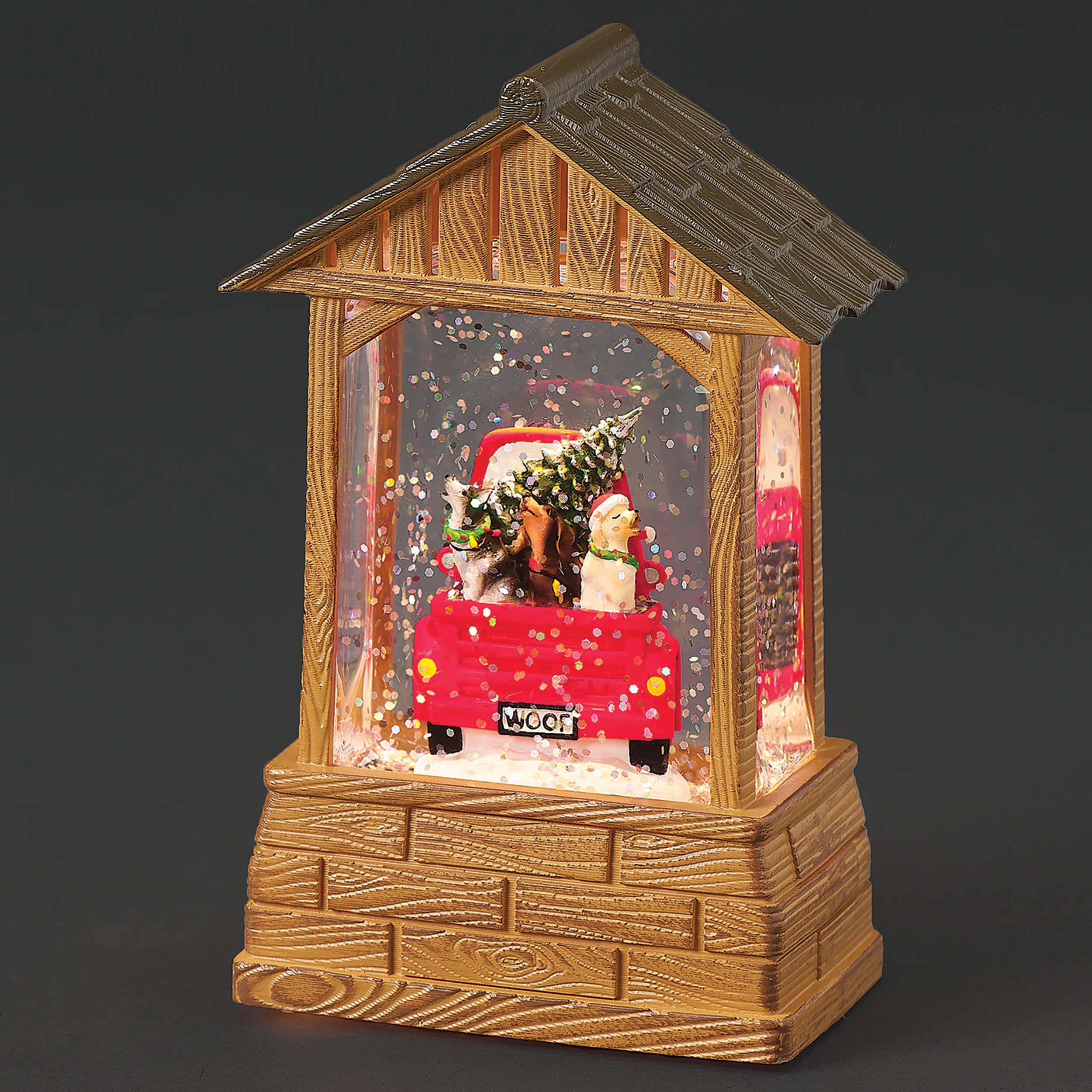 Lighted Vintage Red Truck with Festive Dogs - Shimmering Merry Lites