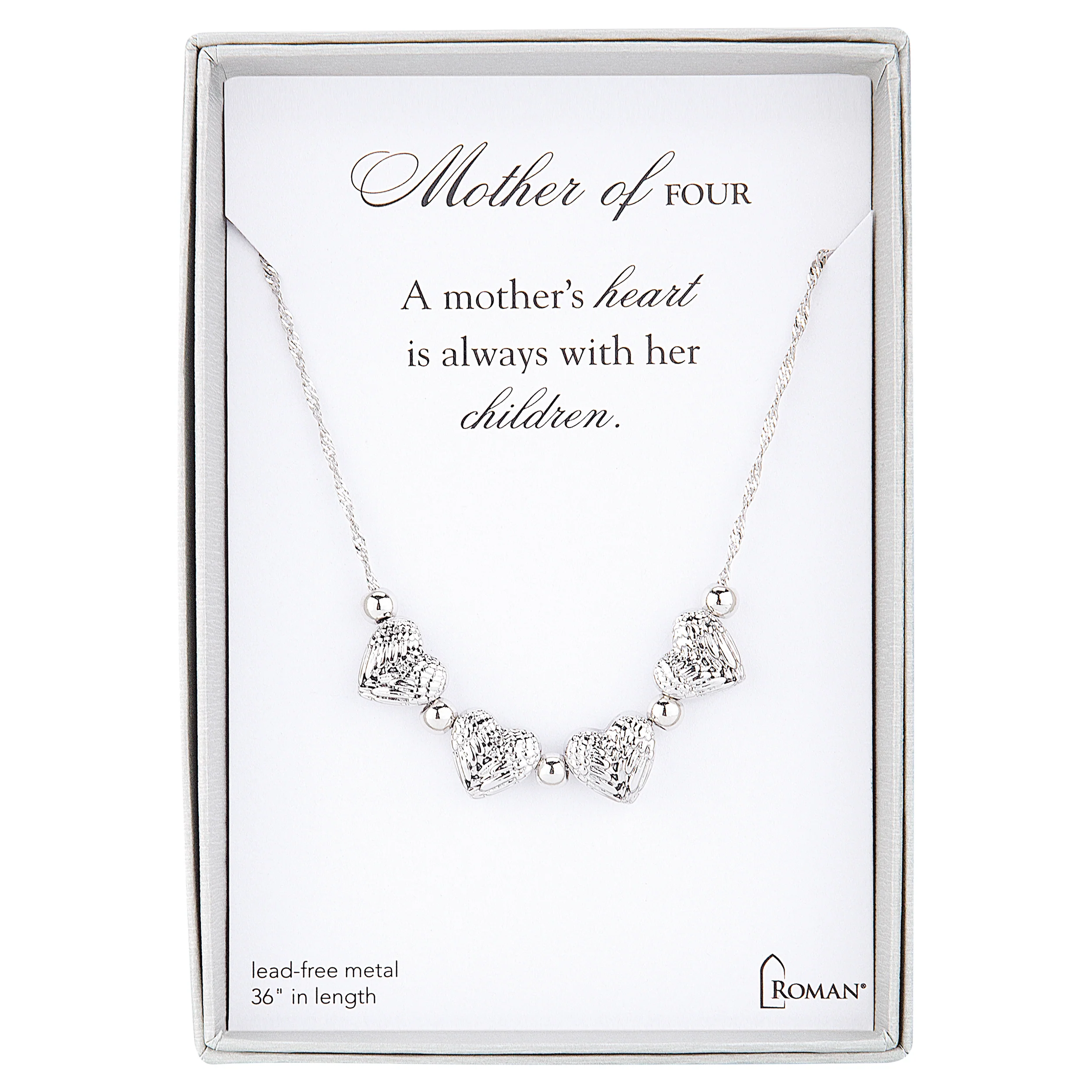 "Mother of"  Silver Heart Charm Necklace - Image 4