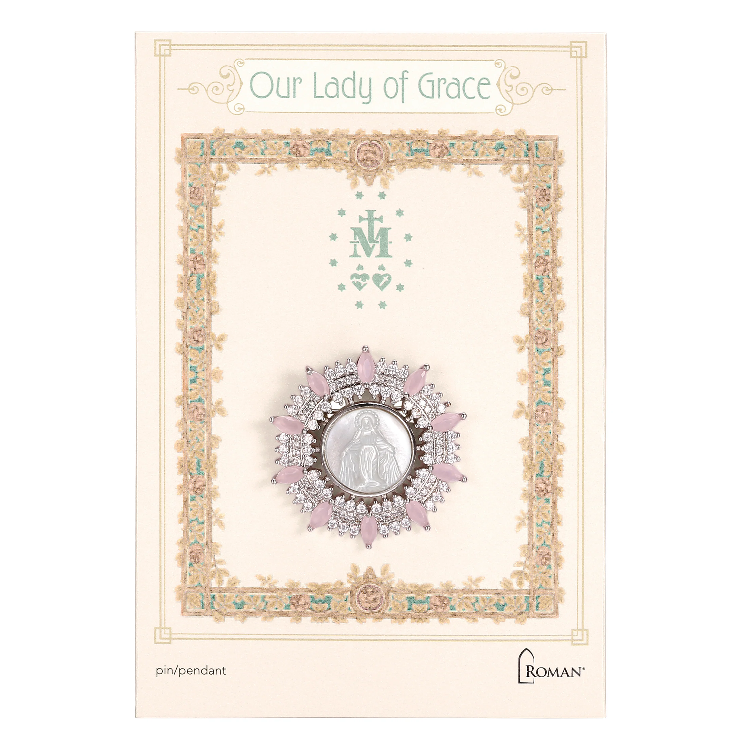 Our Lady of Grace Round Pin & Pendant - Image 3