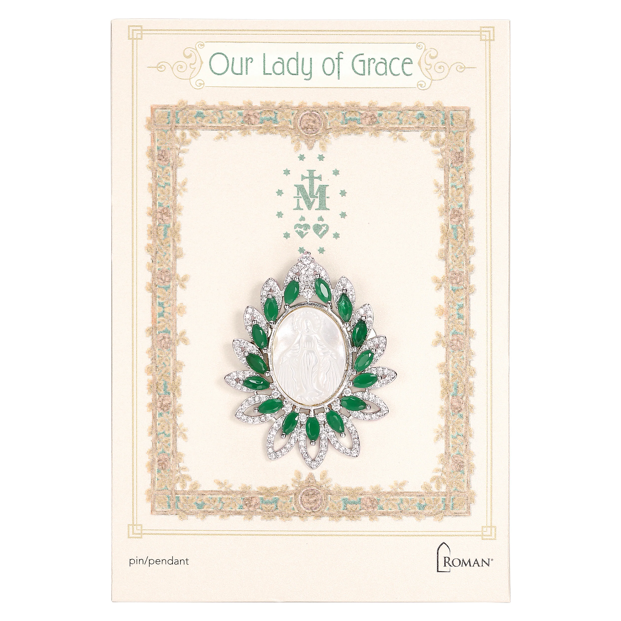 Our Lady of Grace Oval Pin & Pendant - Image 2