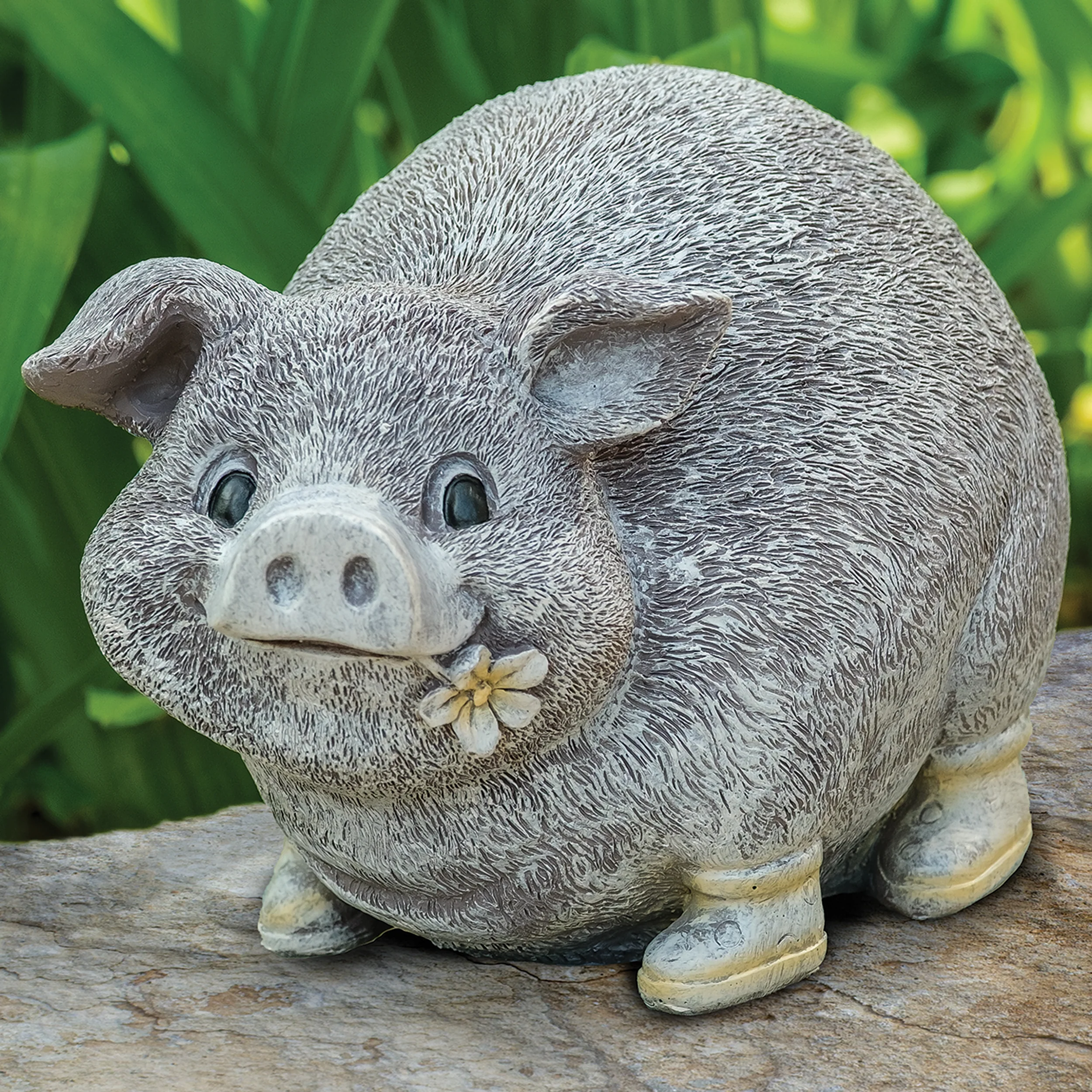 Pudgy Pals Pig in Rain Boots Garden Statue