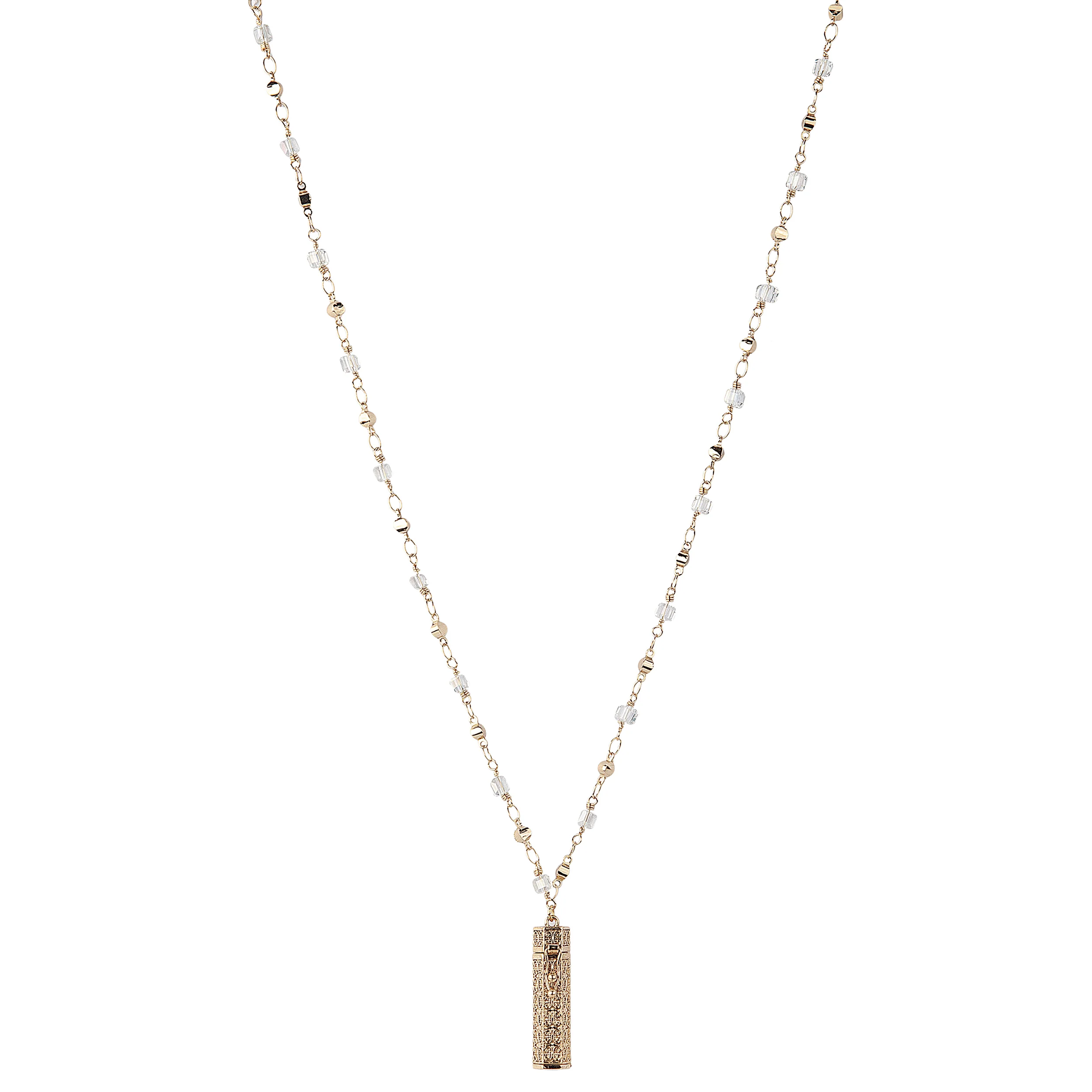 Alexa's Angels Whispers of Faith Prayer Box Necklace – Clear Round Glass Beads