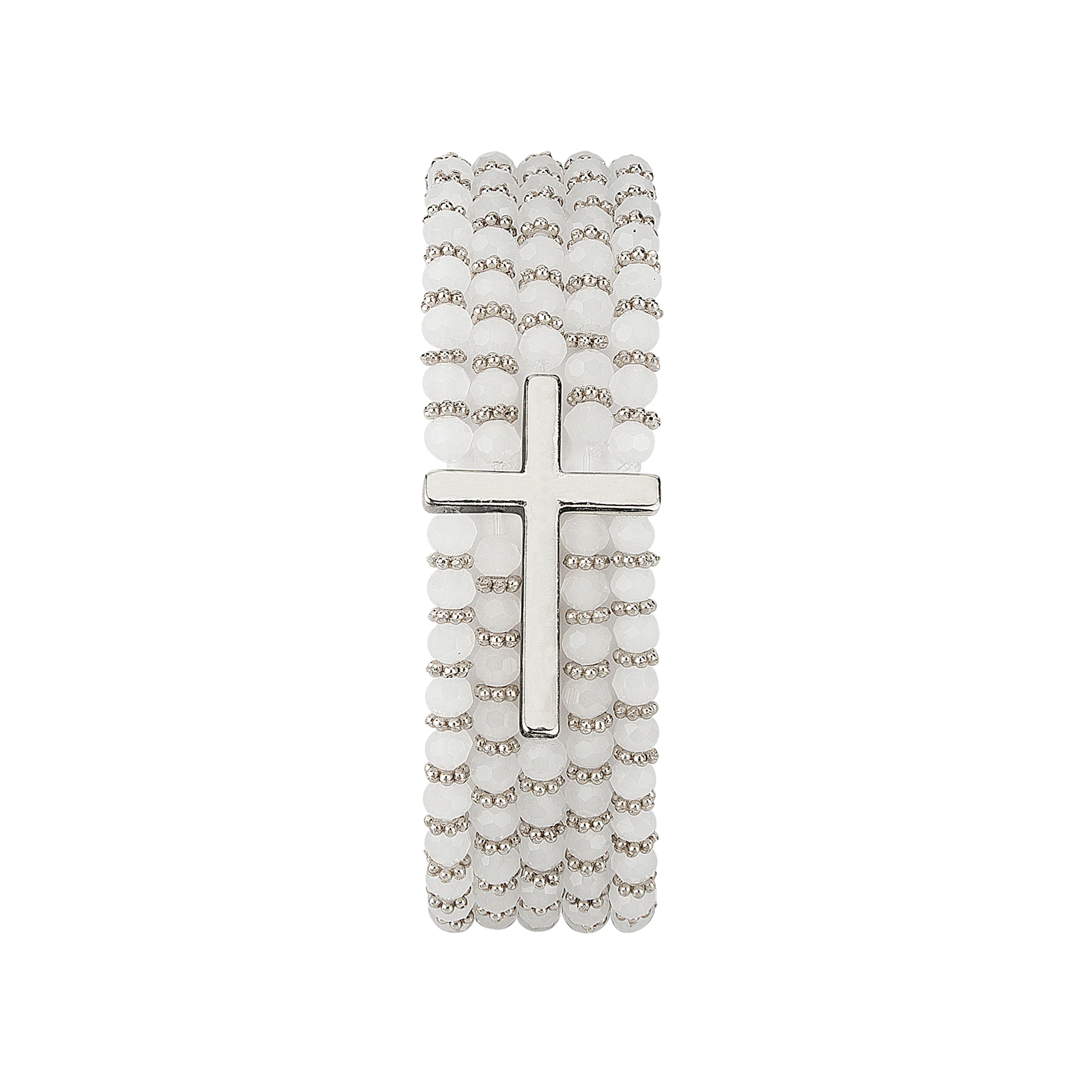 Alexa's Angels Silver Crystal Side Cross Bracelet