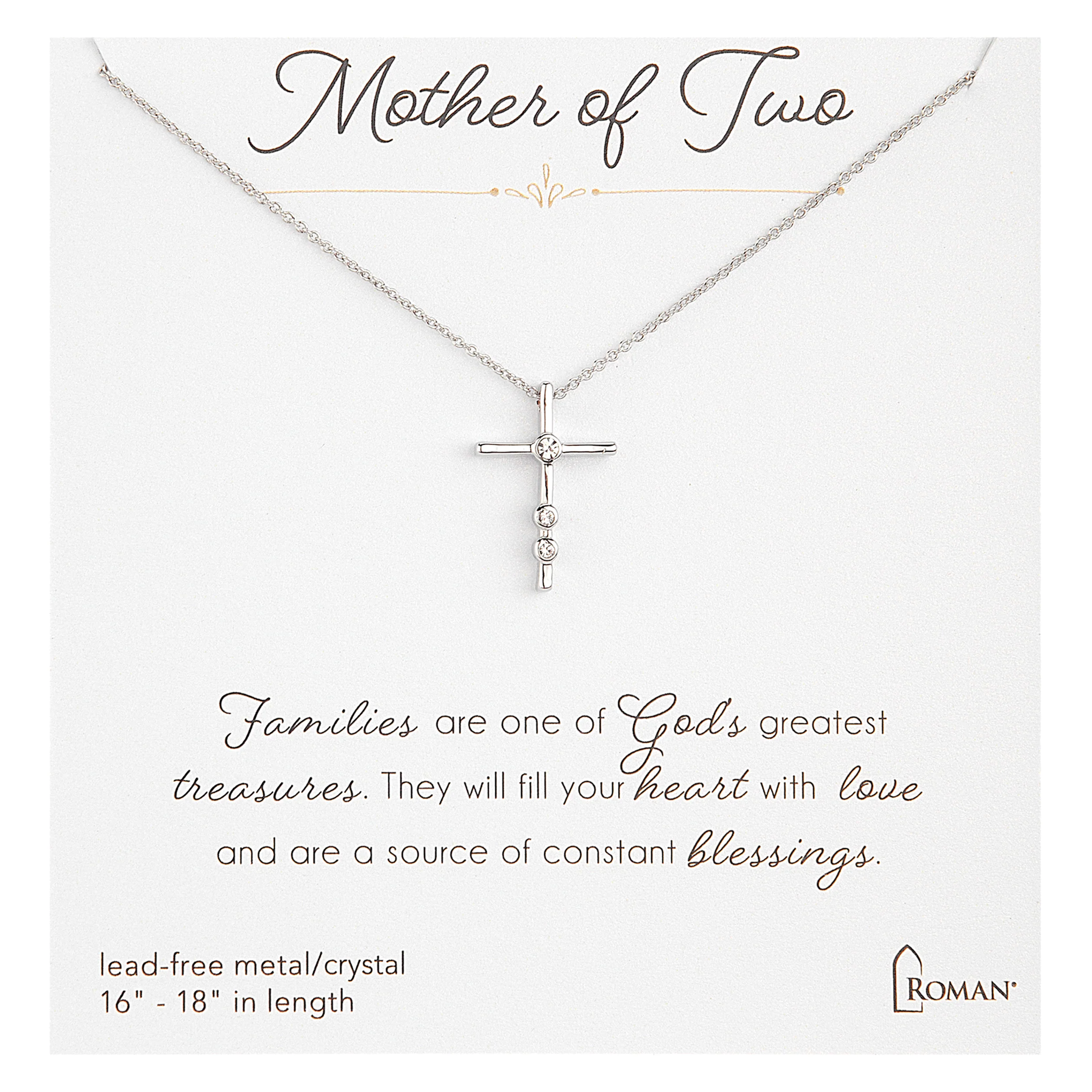 "Mother of" Silver Cross Pendent Necklace - Image 2