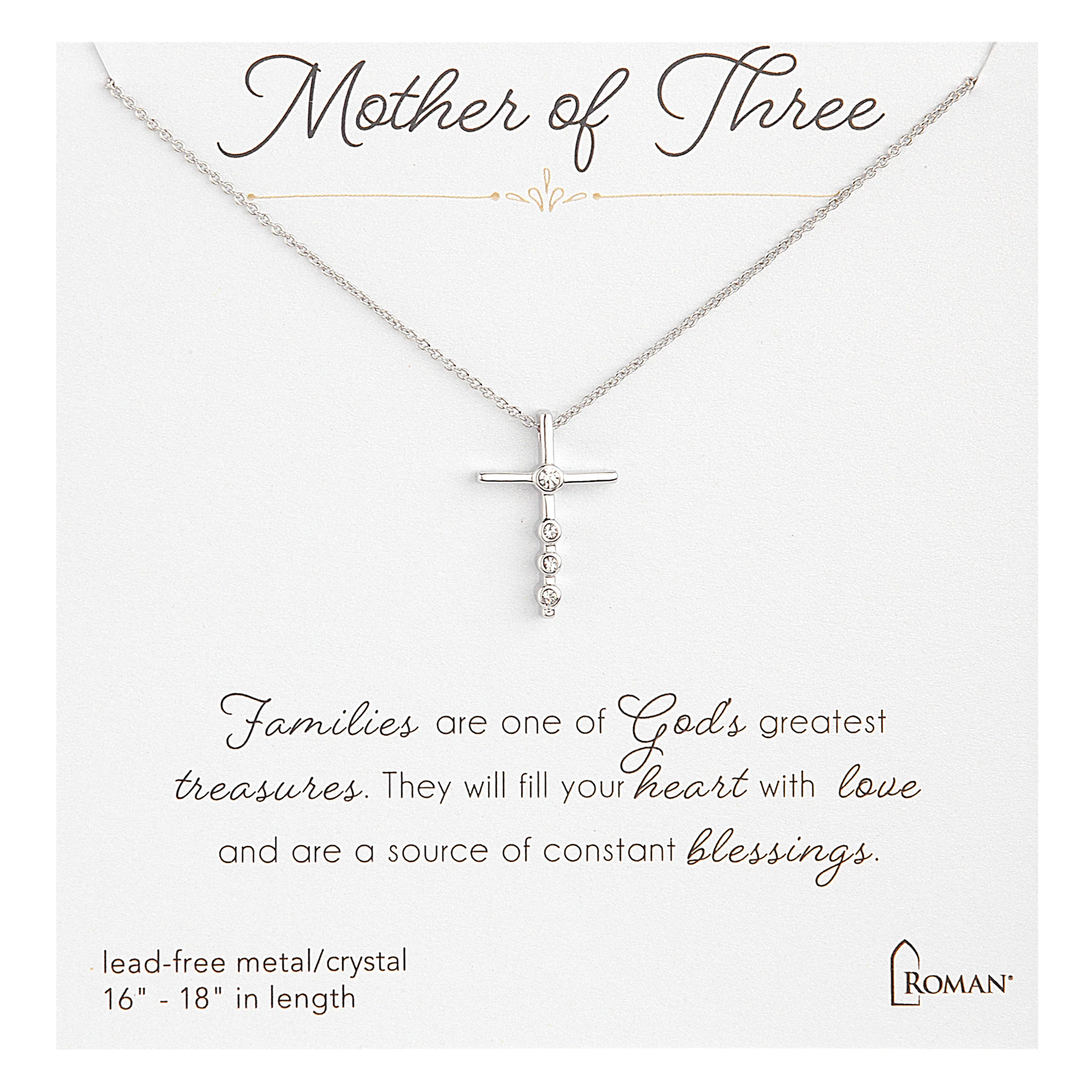 "Mother of" Silver Cross Pendent Necklace - Image 3