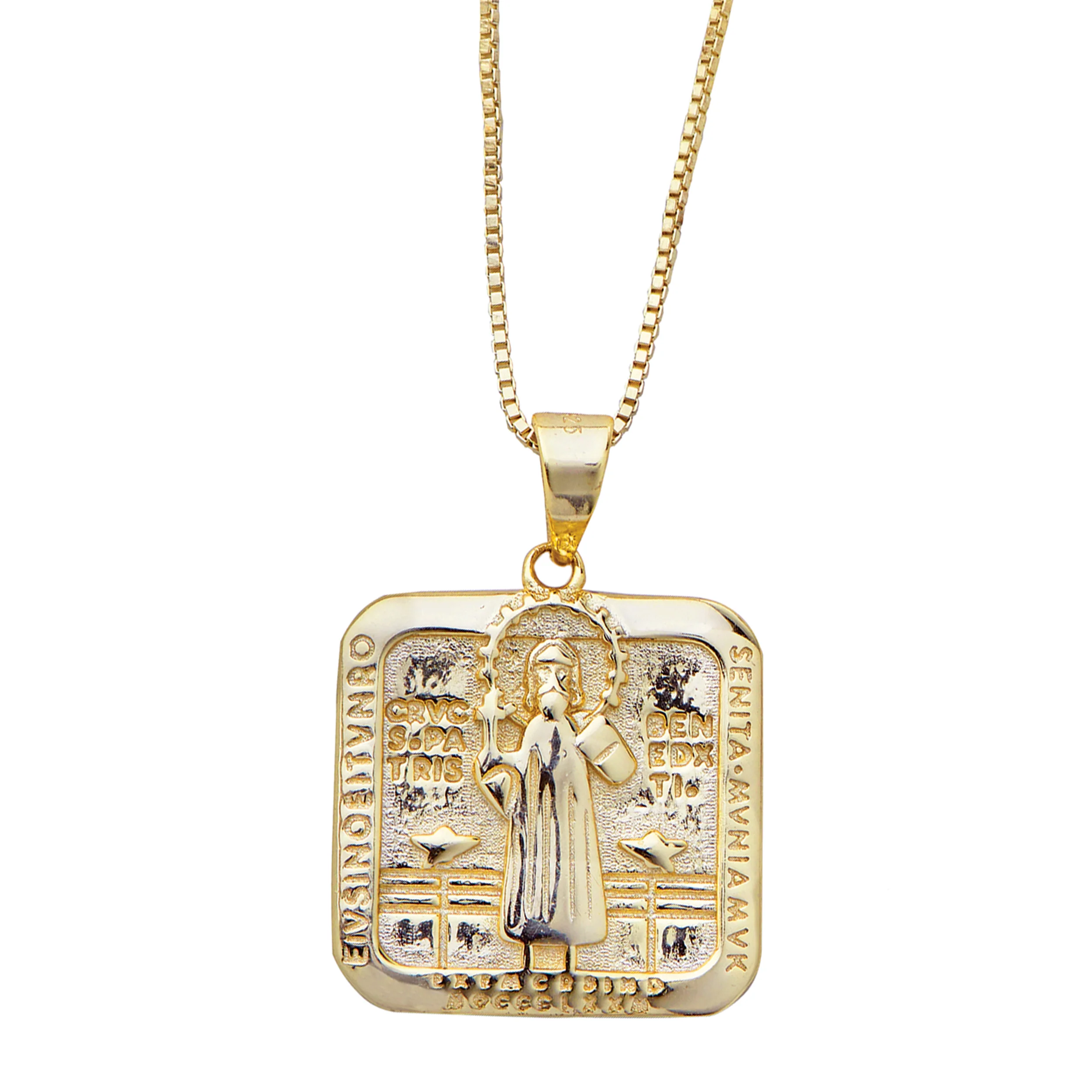 St. Benedict Pendant Necklace with Box Chain - Image 3