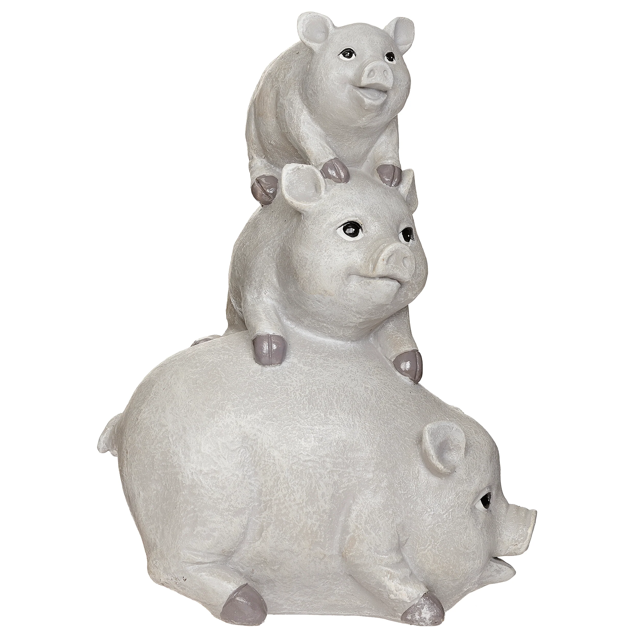 Pudgy Pals Stacked Pig Family Garden Statue - Image 2