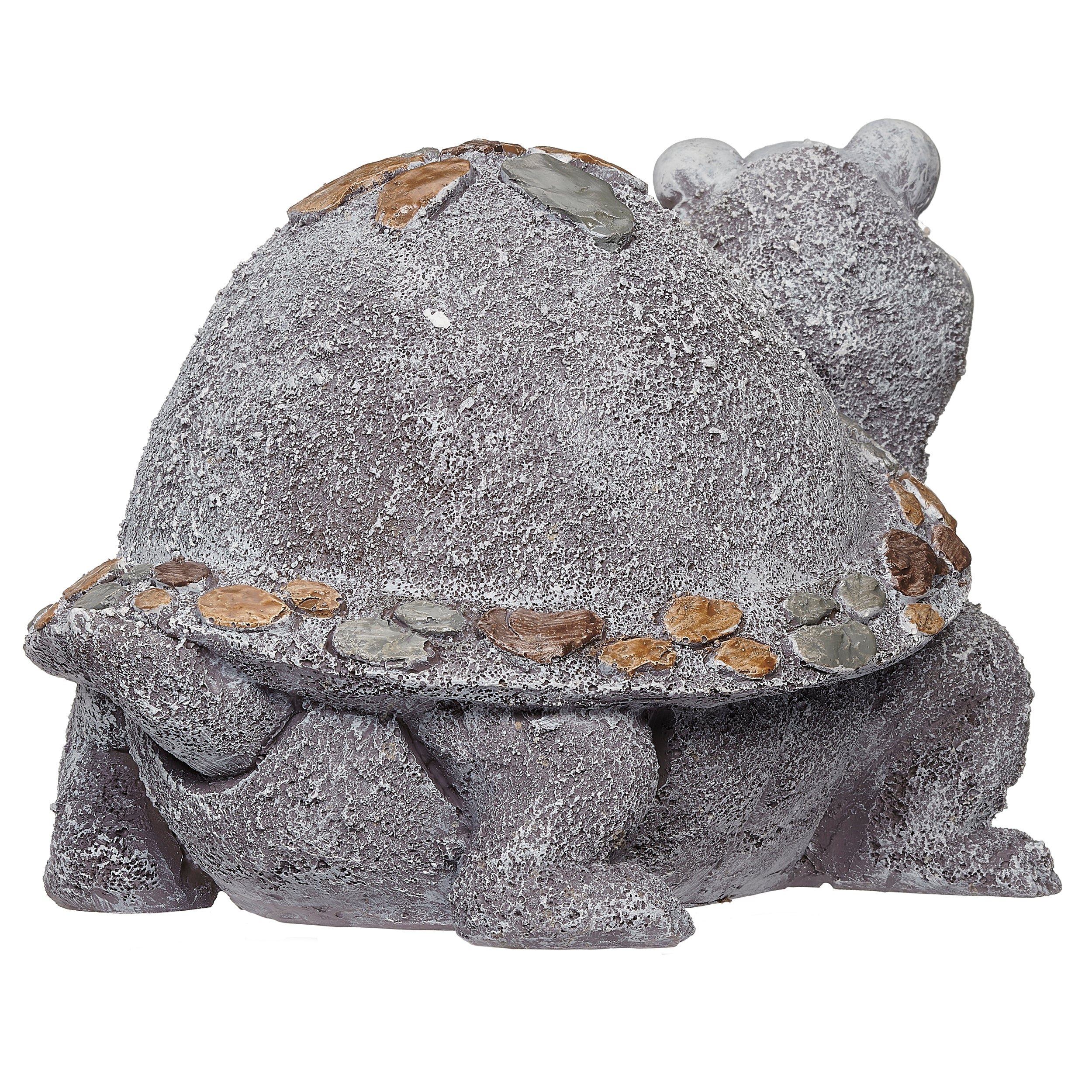 Pebble Flower Turtle Garden Statue - Image 3