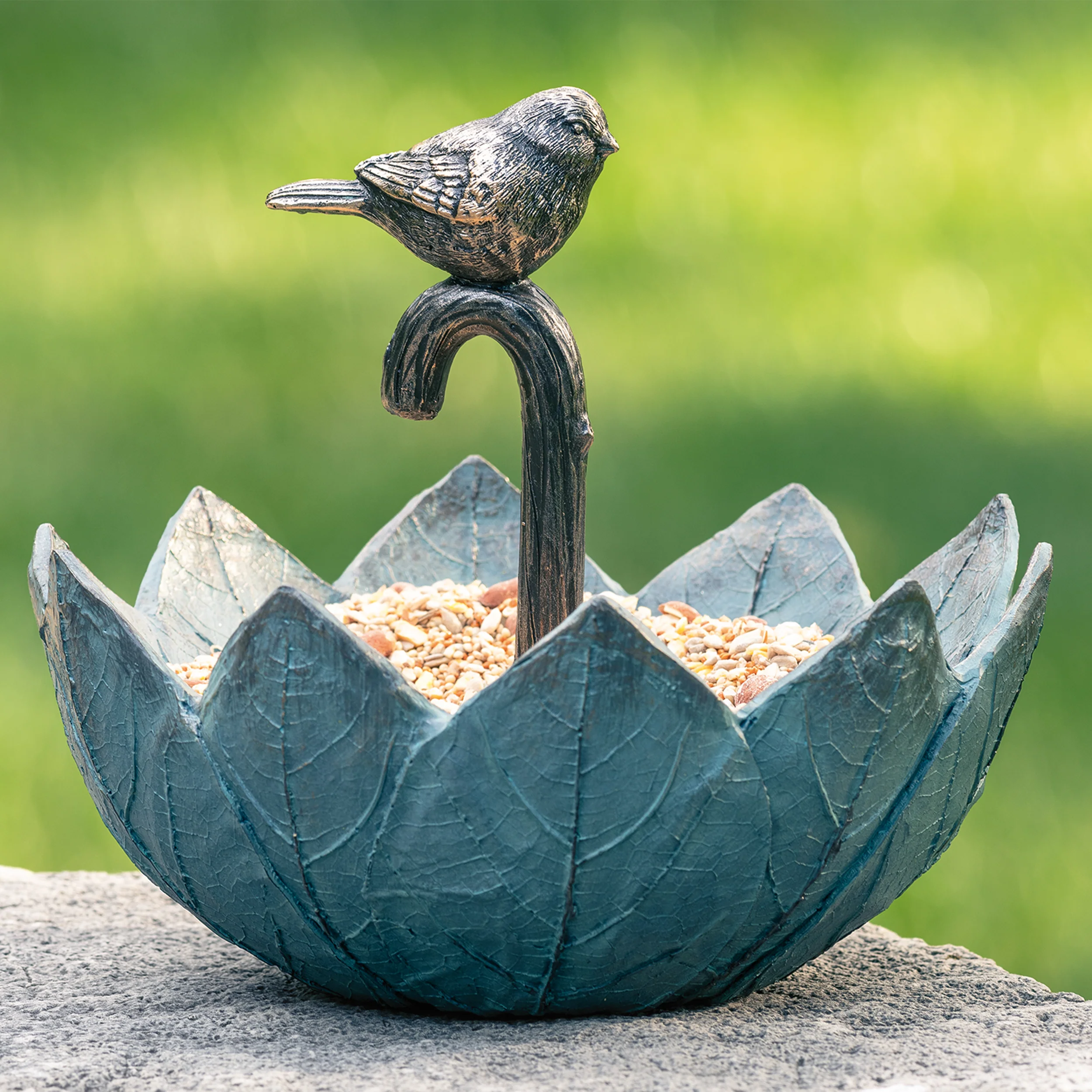 Umbrella Bird Feeder with Perched Bird